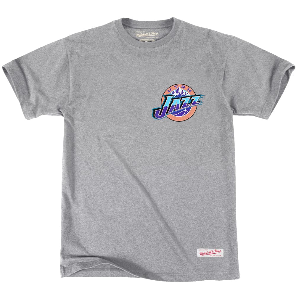 Mitchell And Ness T-Shirts Utah Jazz Mitchell & Ness NBA HWC Retro Repeat T-Shirt - Grey Marle