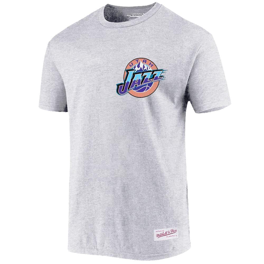 Mitchell And Ness T-Shirts Utah Jazz Mitchell & Ness NBA HWC Retro Repeat T-Shirt - White Marle