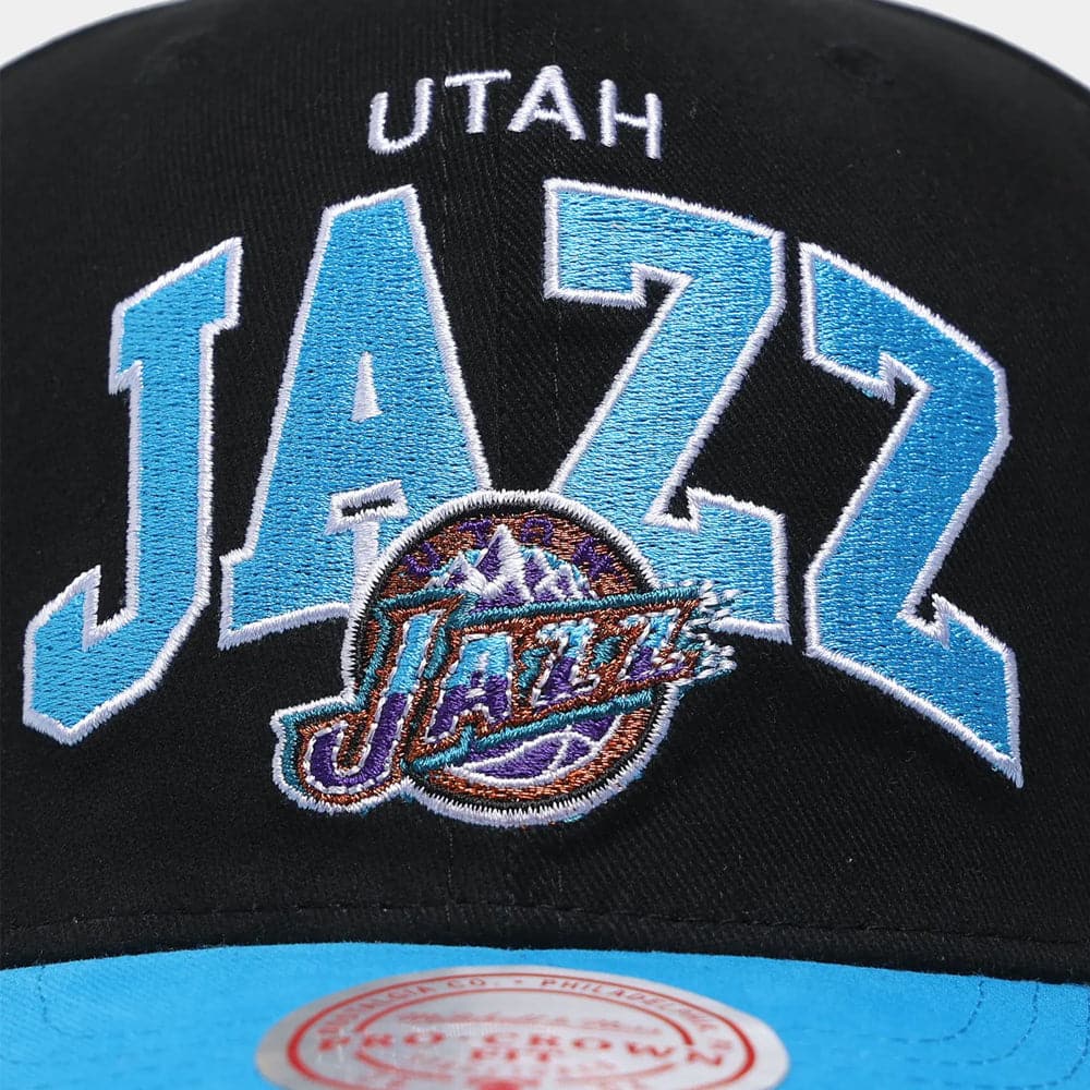 Mitchell And Ness Caps Utah Jazz Mitchell & Ness NBA HWC Team Arch Pro Crown Snapback Hat - Black