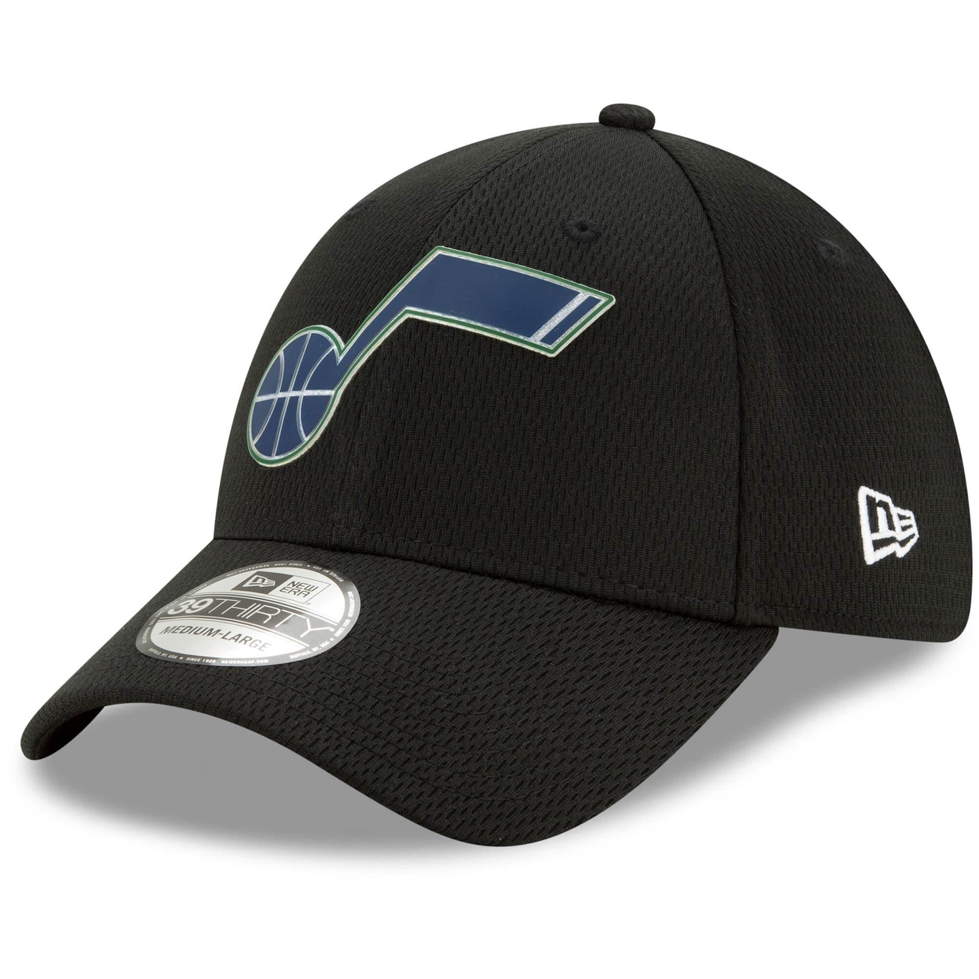 New Era Caps Utah Jazz New Era NBA 2020 Back Half 39THIRTY Flex Fit Curve Hat - Black