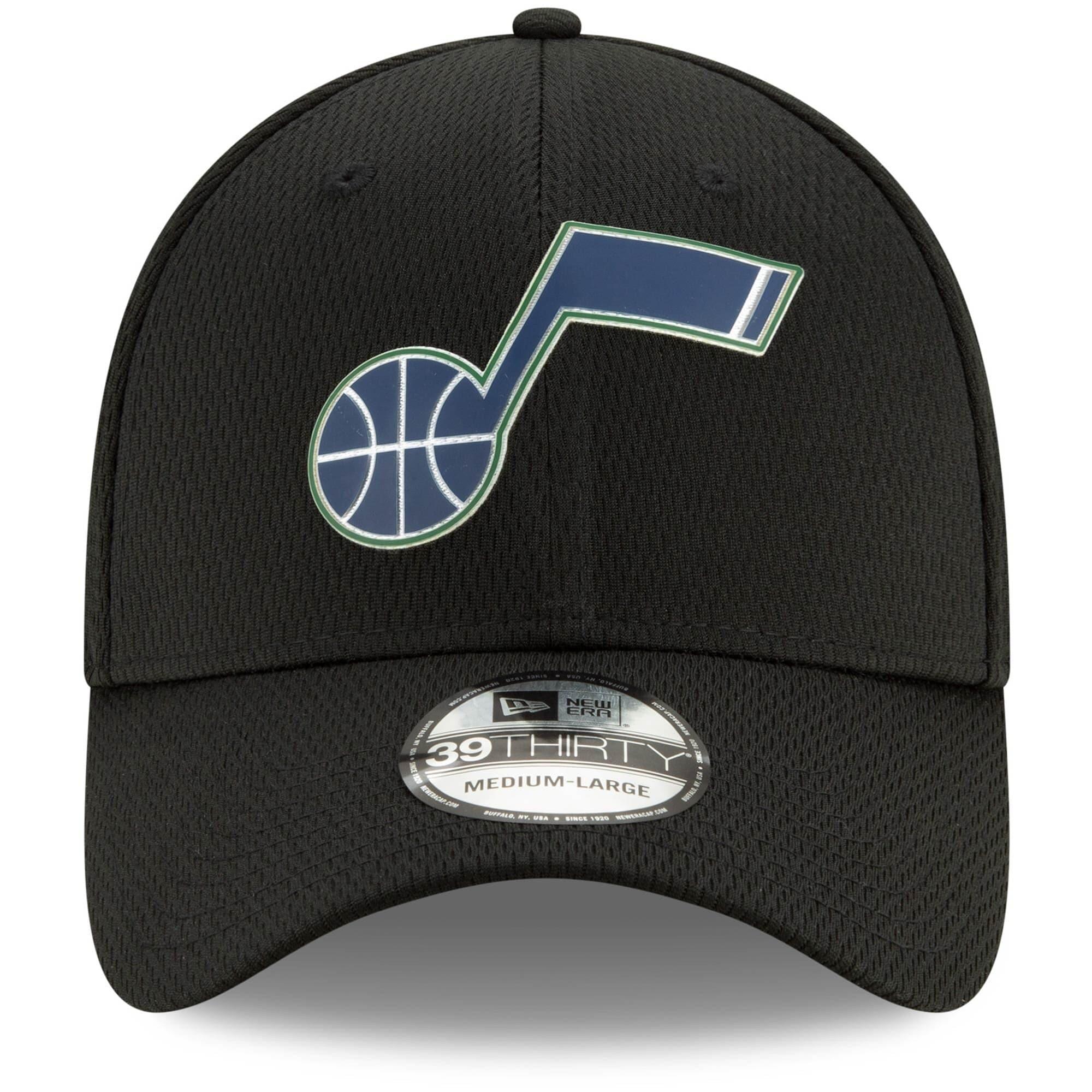 New Era Caps Utah Jazz New Era NBA 2020 Back Half 39THIRTY Flex Fit Curve Hat - Black