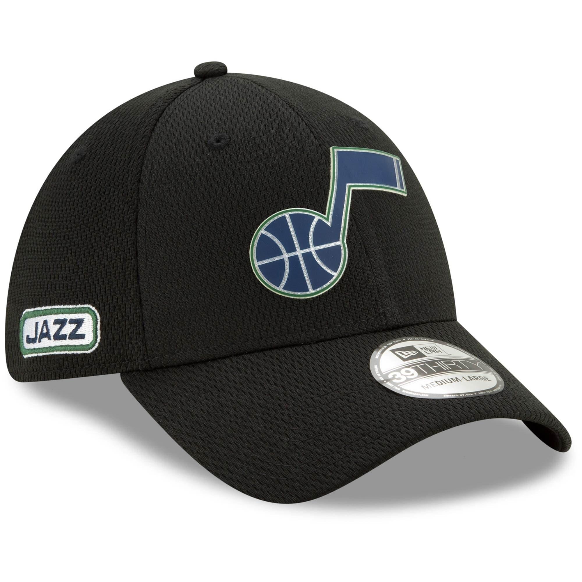 New Era Caps Utah Jazz New Era NBA 2020 Back Half 39THIRTY Flex Fit Curve Hat - Black