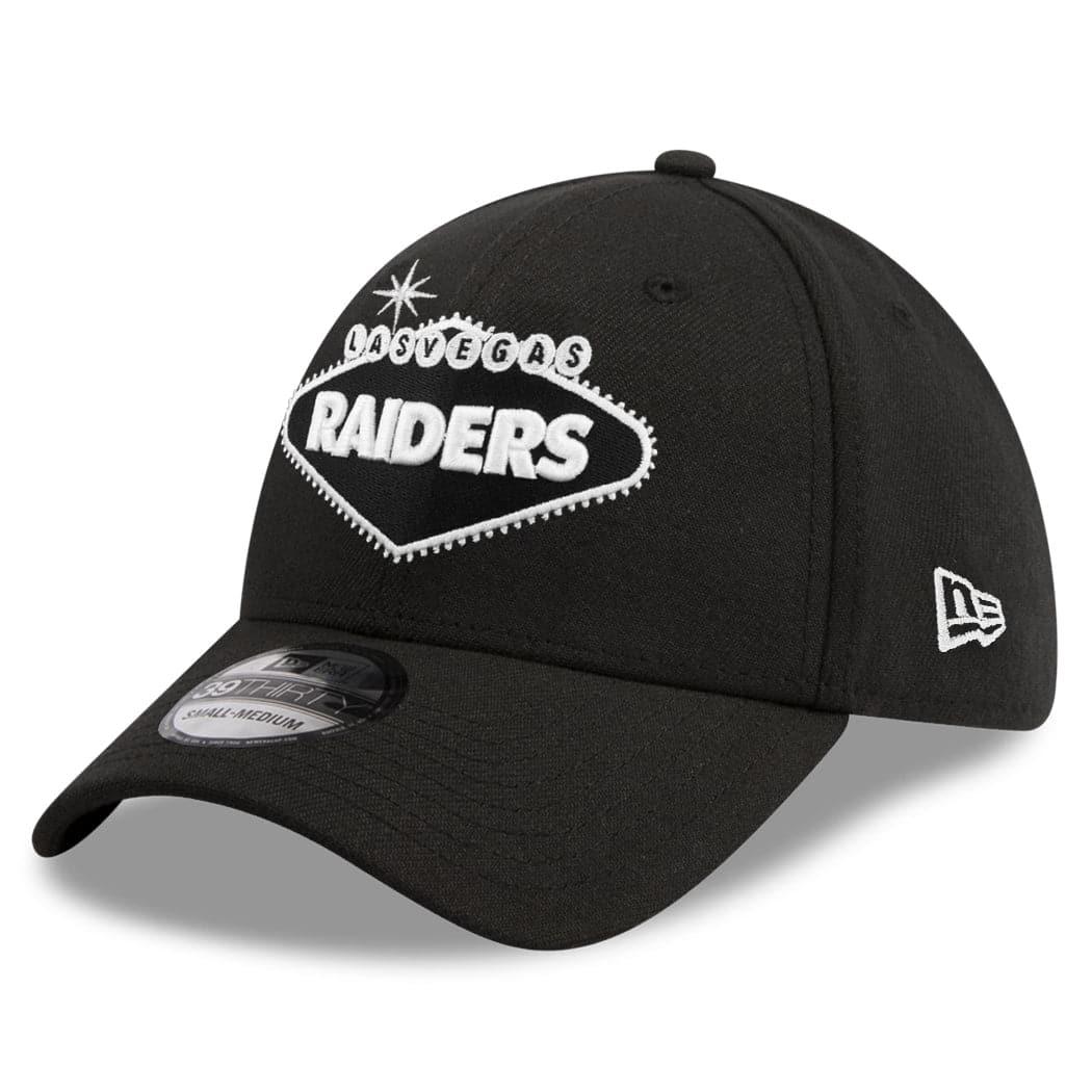 Las Vegas Raiders New Era NFL Vegas Sign 39THIRTY Flex Fit Curve Hat - Black