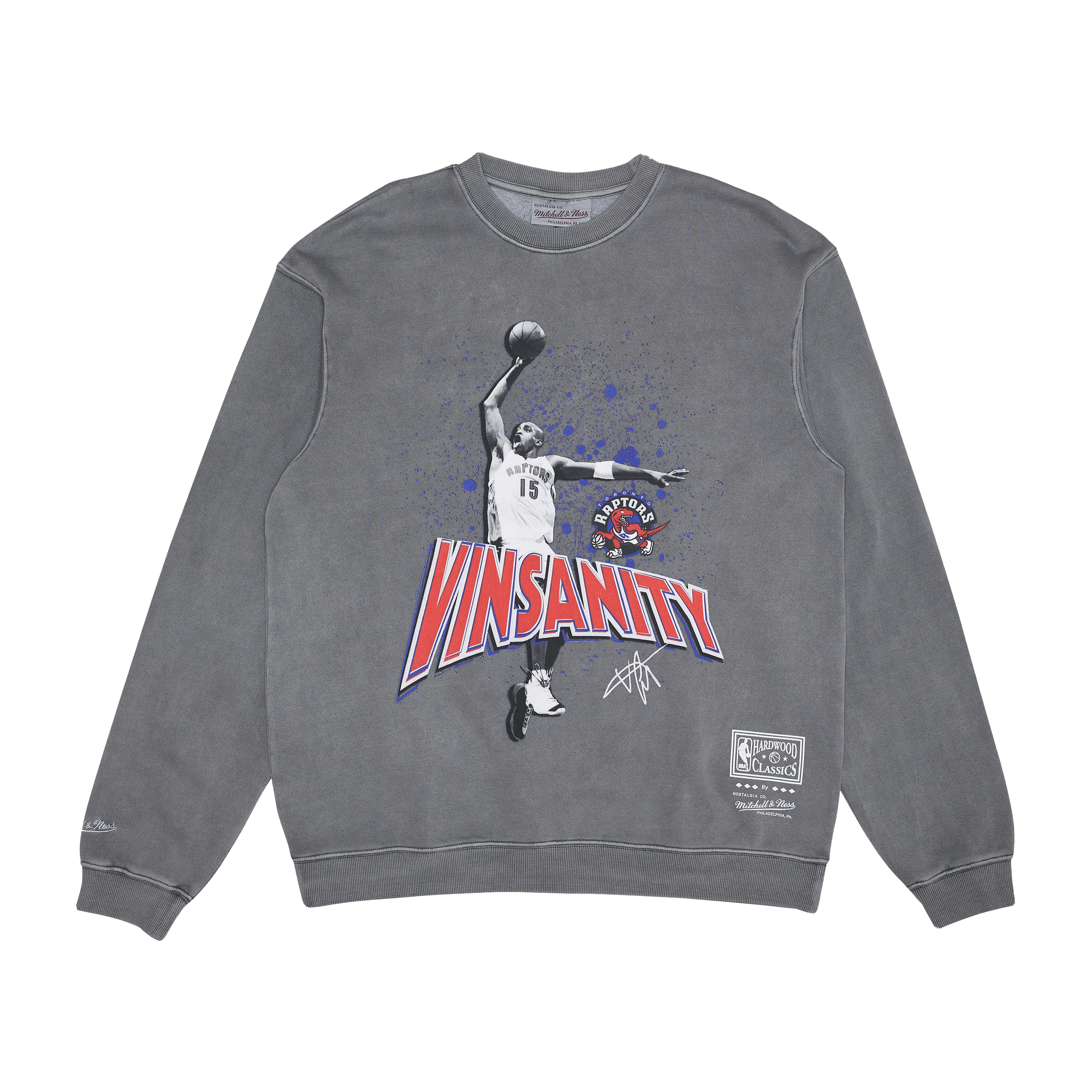 Mitchell And Ness Jumpers Vince Carter Toronto Raptors Mitchell & Ness NBA Vinsanity Vintage Crew Jumper - Faded Charcoal