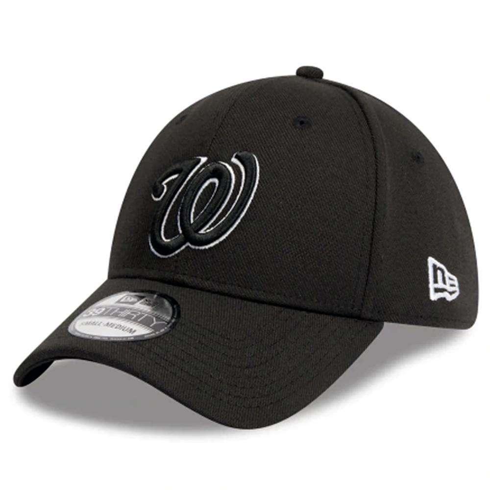 New Era Caps Washington Nationals New Era MLB Black & White 39THIRTY Curve Hat