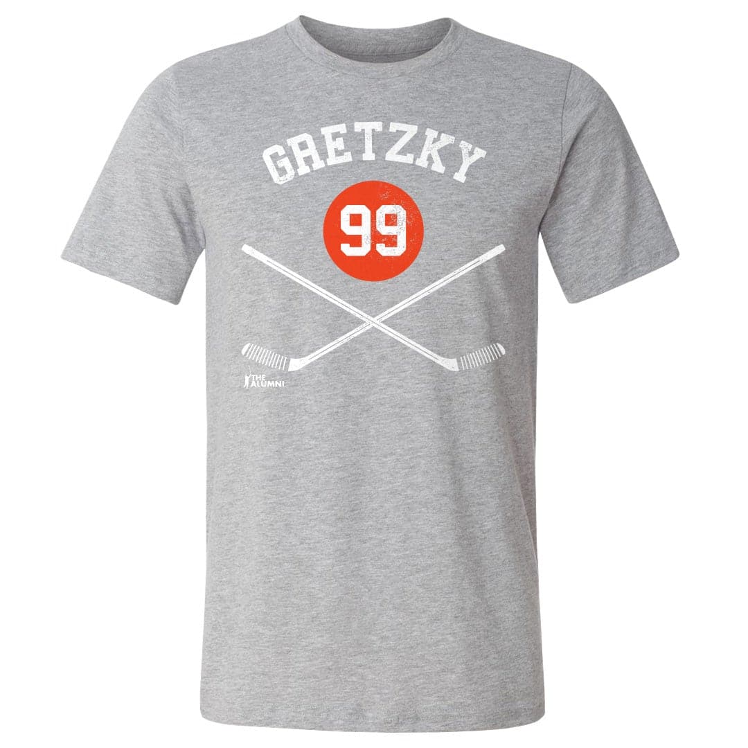 500 Level T-Shirts Wayne Gretzky Edmonton Oilers 500 Level NHL Sticks T-Shirt - Heather Grey