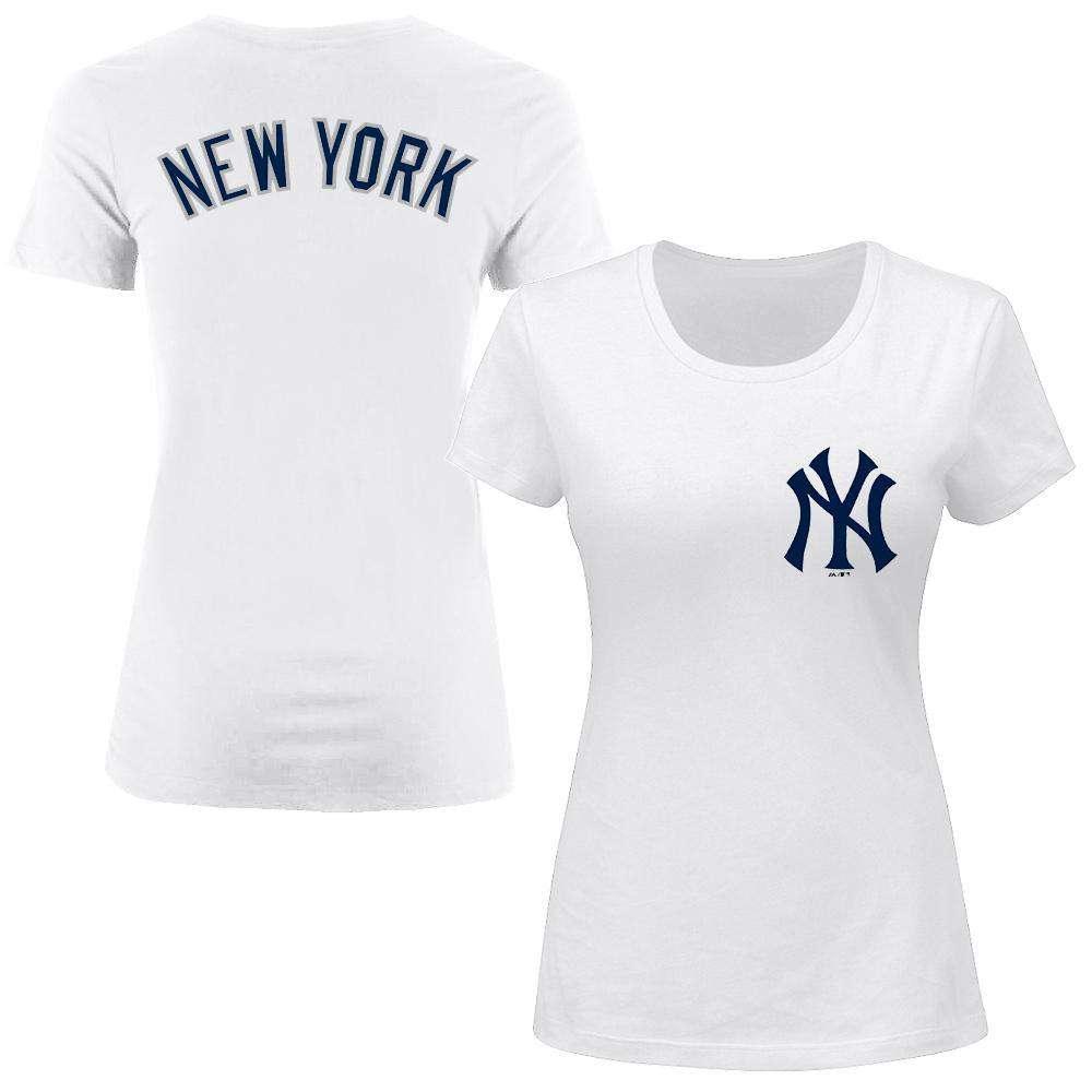 Majestic Athletic T-Shirts Womens S Women's New York Yankees Majestic MLB Gamilia T-Shirt - White