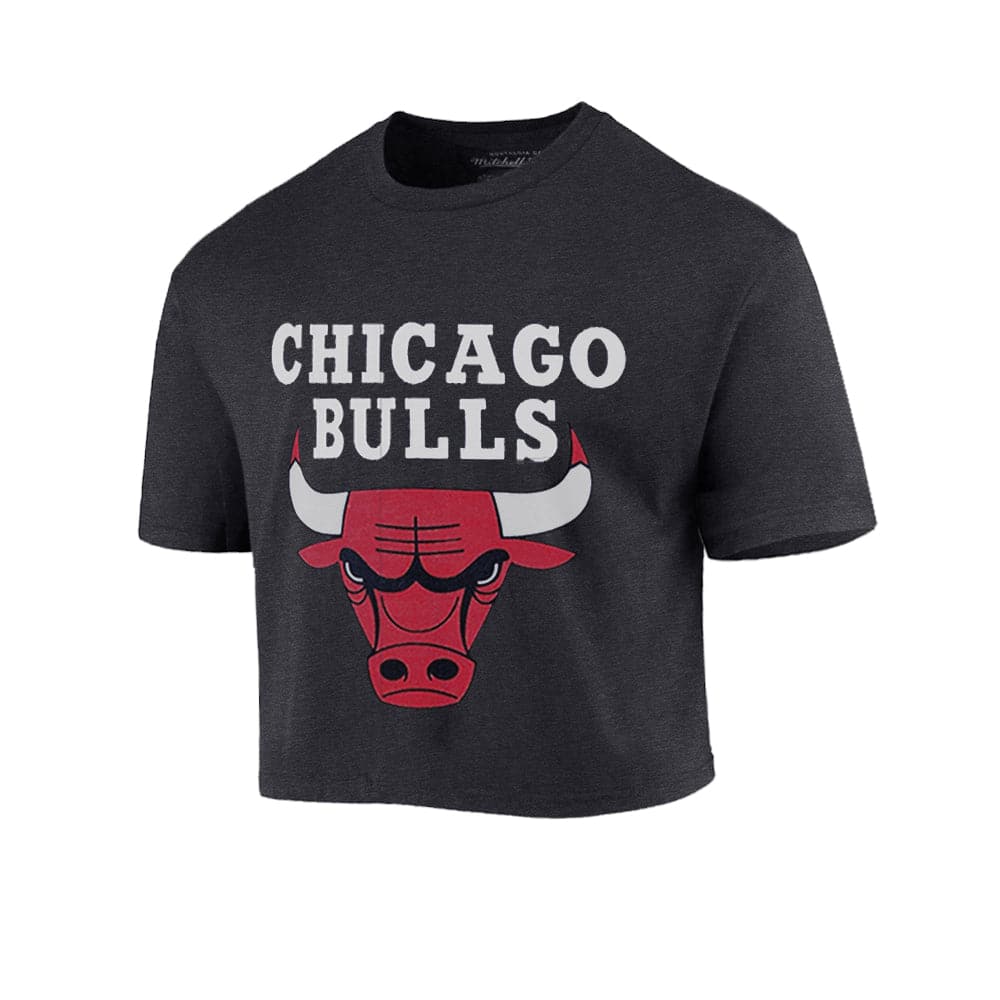 Mitchell And Ness T-Shirts Womens Chicago Bulls Mitchell & Ness NBA Team Vintage Chop T-Shirt - Faded Black