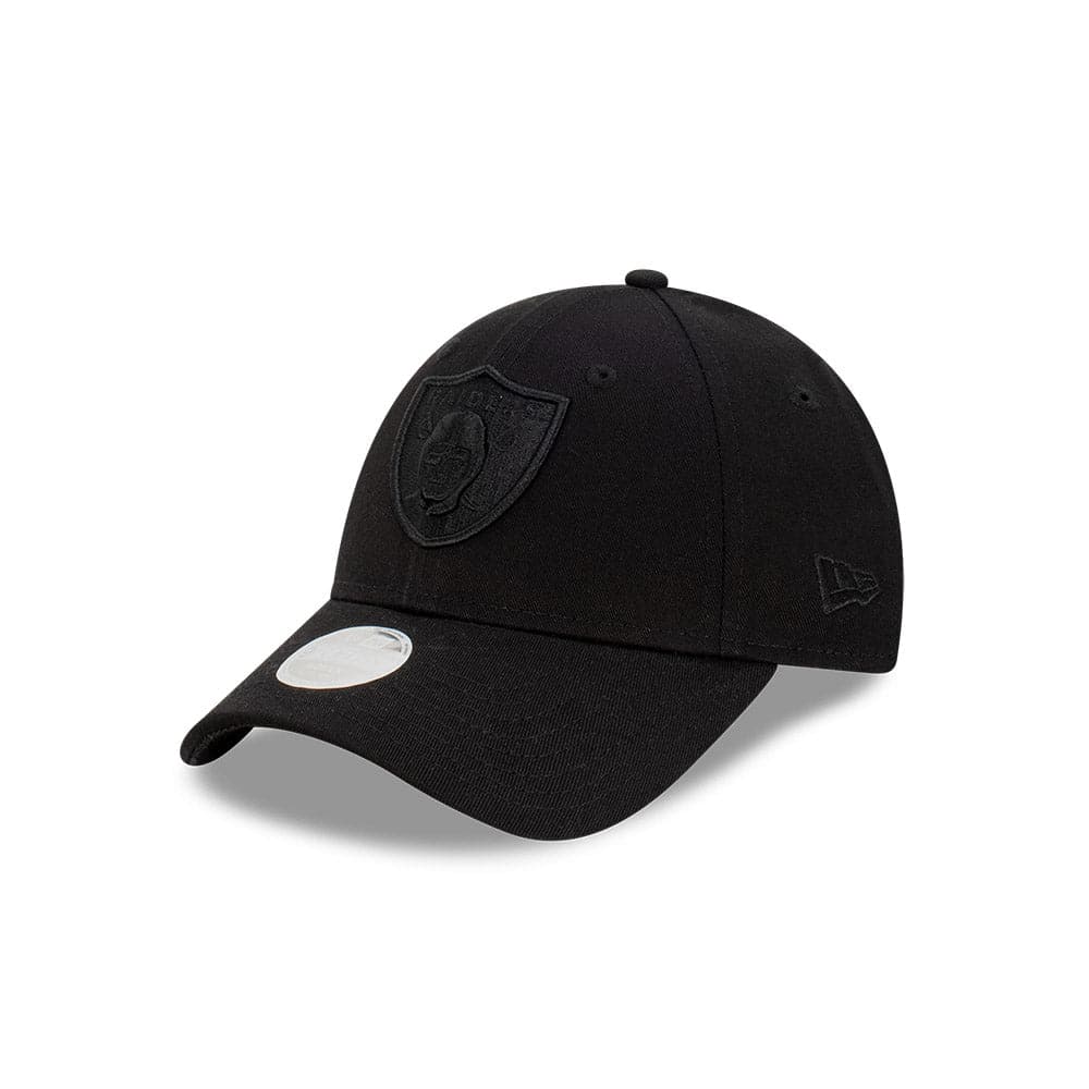 New Era Caps Womens Womens Las Vegas Raiders New Era NFL Black On Black 9FORTY Strapback Hat - Black
