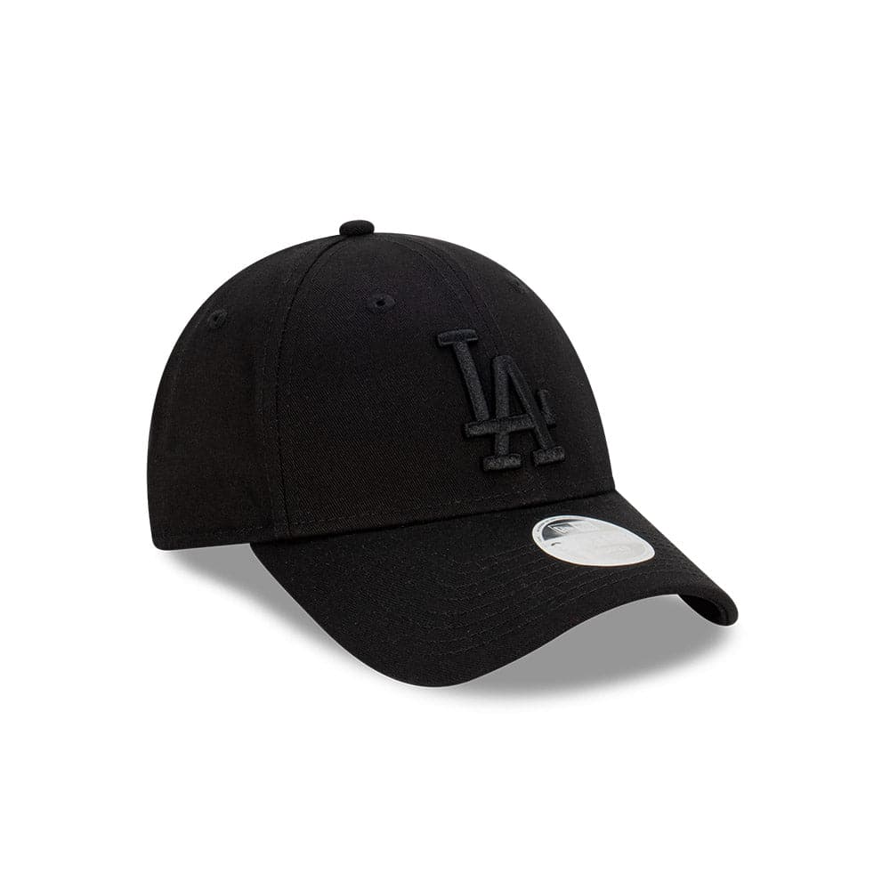 New Era Caps Womens Womens Los Angeles Dodgers New Era MLB Black On Black 9FORTY Strapback Hat - Black