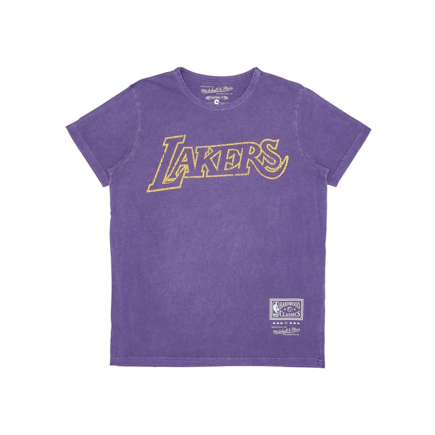 Mitchell And Ness T-Shirts Womens Los Angeles Lakers Mitchell & Ness NBA HWC Vintage Logo T-Shirt - Faded Purple