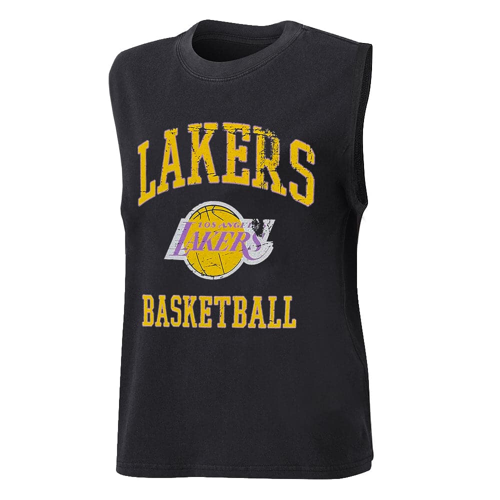 Mitchell And Ness T-Shirts Womens Los Angeles Lakers Mitchell & Ness NBA Locker Room Vintage Tank T-Shirt - Faded Black
