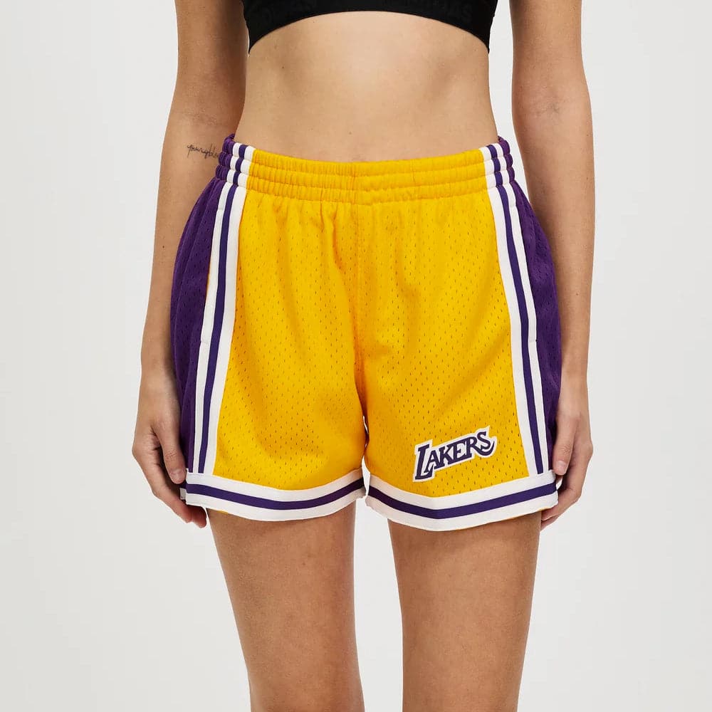 Mitchell And Ness Shorts Womens Los Angeles Lakers Mitchell & Ness NBA Road Jump Shot Shorts - Yellow