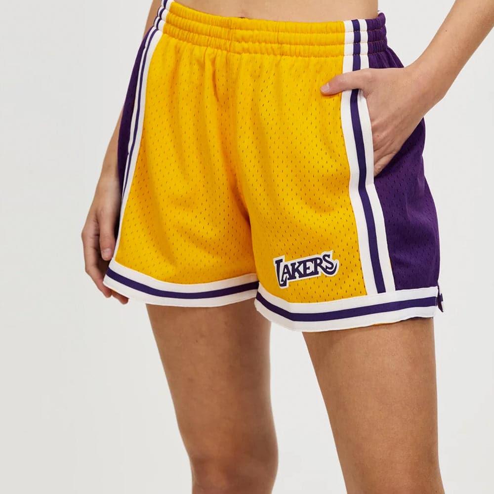 Mitchell And Ness Shorts Womens Los Angeles Lakers Mitchell & Ness NBA Road Jump Shot Shorts - Yellow