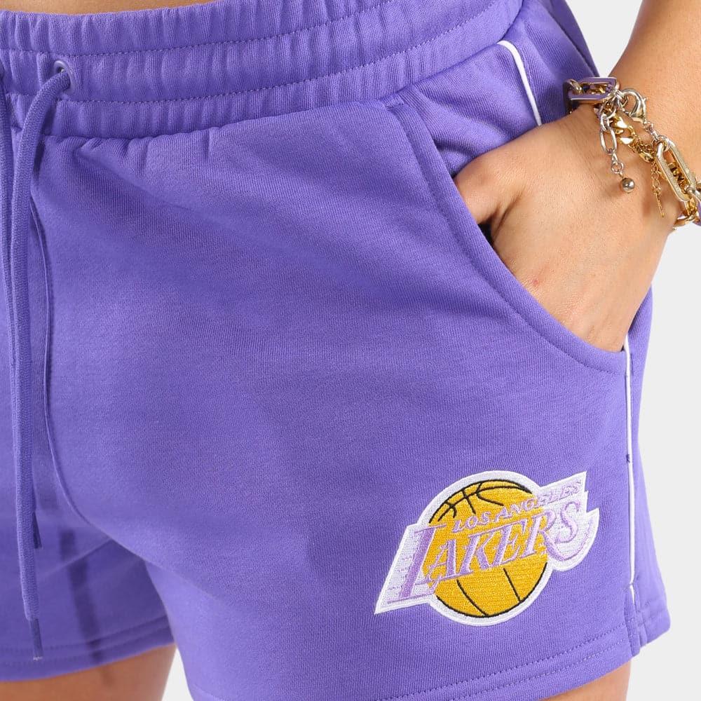 Mitchell And Ness Shorts Womens Los Angeles Lakers Mitchell & Ness NBA Team Courtney Short Shorts - Lilac