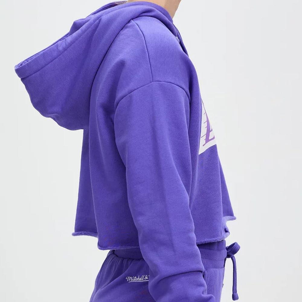 Mitchell And Ness Jumpers Womens Los Angeles Lakers Mitchell & Ness NBA Team Vintage Chop Hoodie Jumper - Lilac