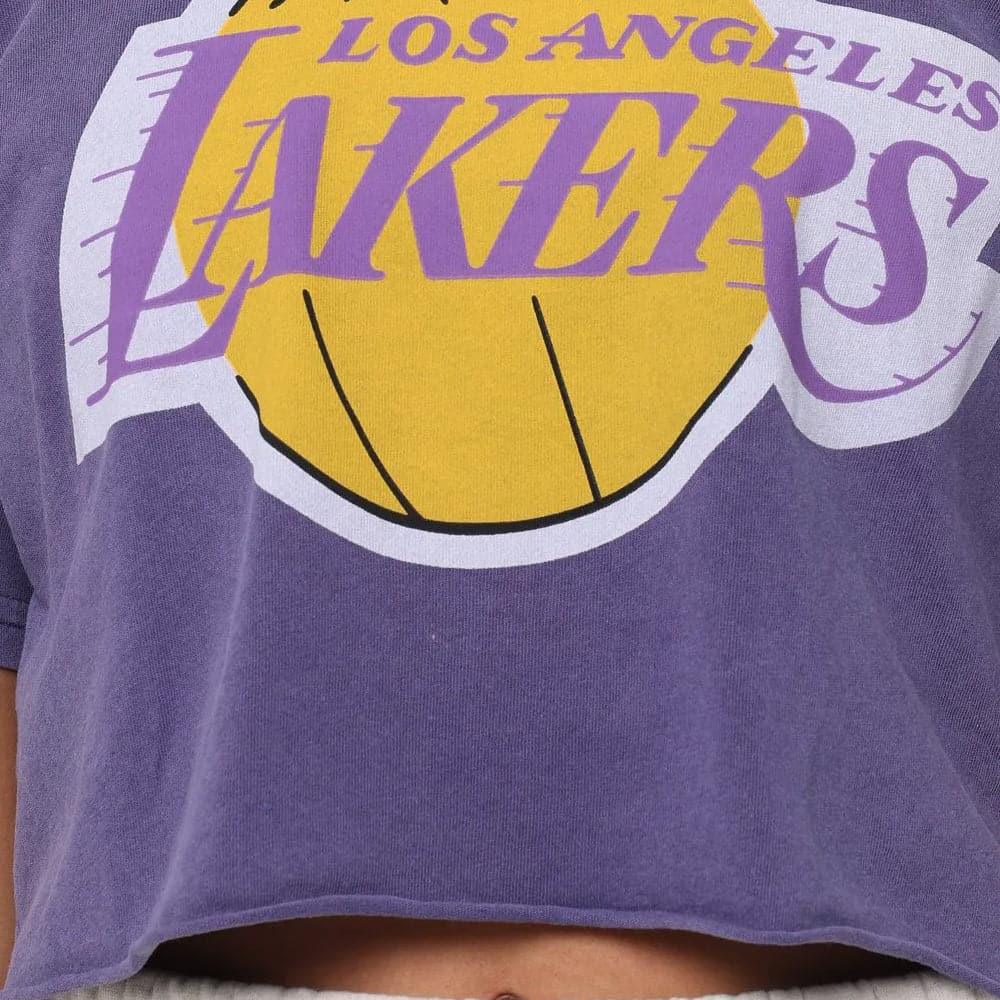Mitchell And Ness T-Shirts Womens Los Angeles Lakers Mitchell & Ness NBA Team Vintage Chop T-Shirt - Lilac