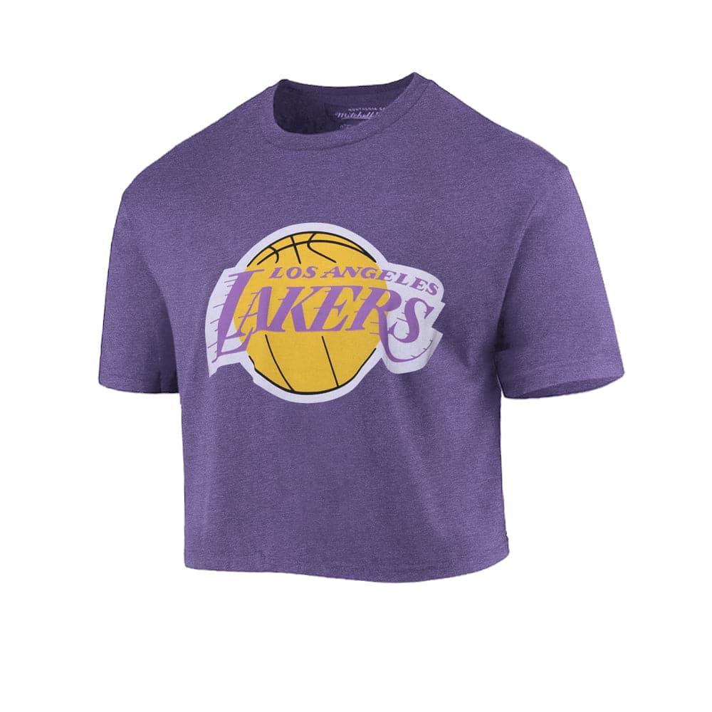 Mitchell And Ness T-Shirts Womens Los Angeles Lakers Mitchell & Ness NBA Team Vintage Chop T-Shirt - Lilac