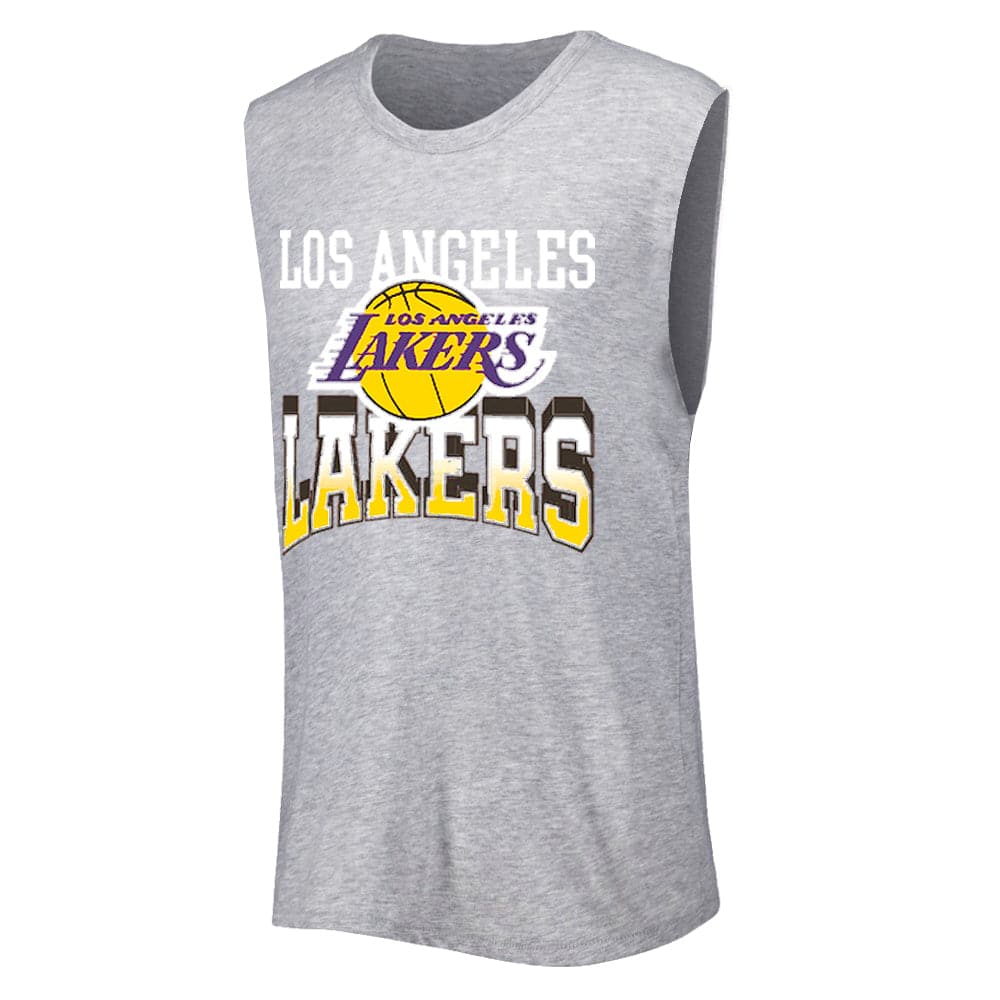 NBA Essentials T-Shirts Womens Los Angeles Lakers NBA Essentials Bridgeport Sleeveless Tank T-Shirt - Grey Marle