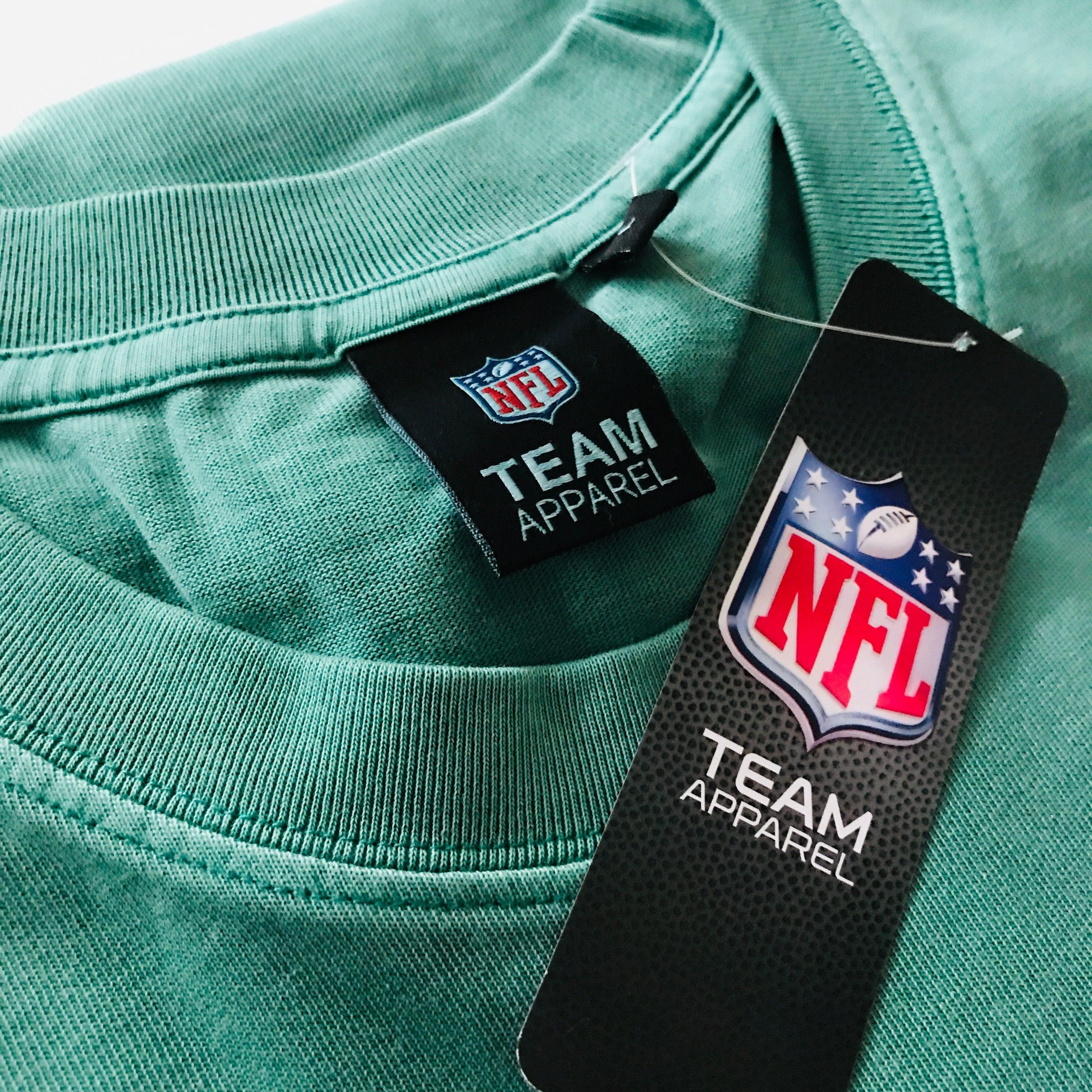 Majestic Athletic T-Shirts Womens Miami Dolphins Majestic NFL Arch Boxy T-Shirt - Faded Teal
