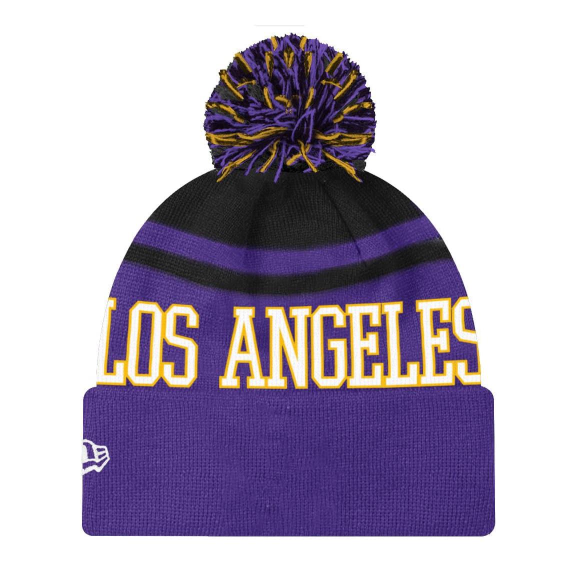 Youths Los Angeles Lakers New Era NBA Team Court Knit Pom Beanie - Purple