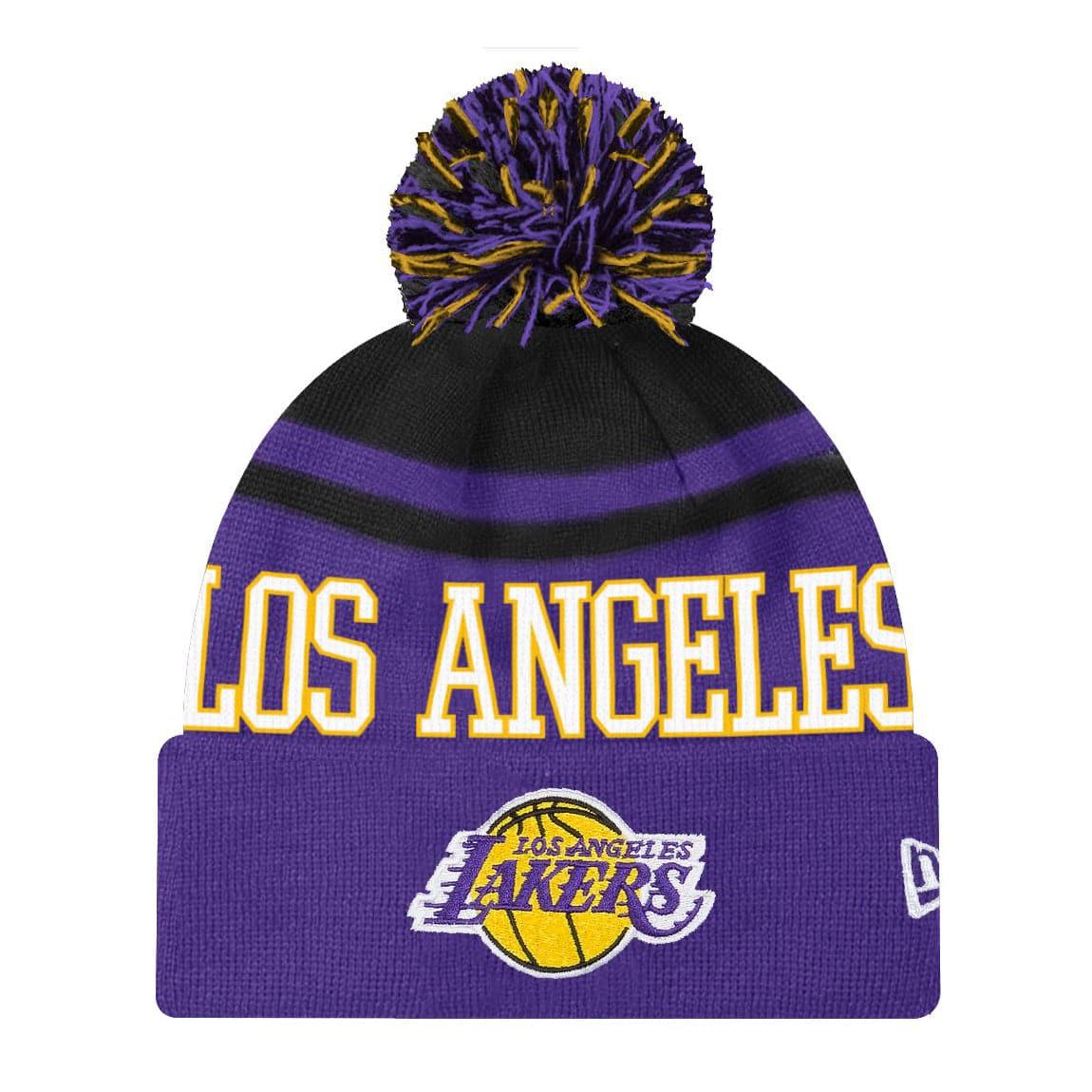 Youths Los Angeles Lakers New Era NBA Team Court Knit Pom Beanie - Purple