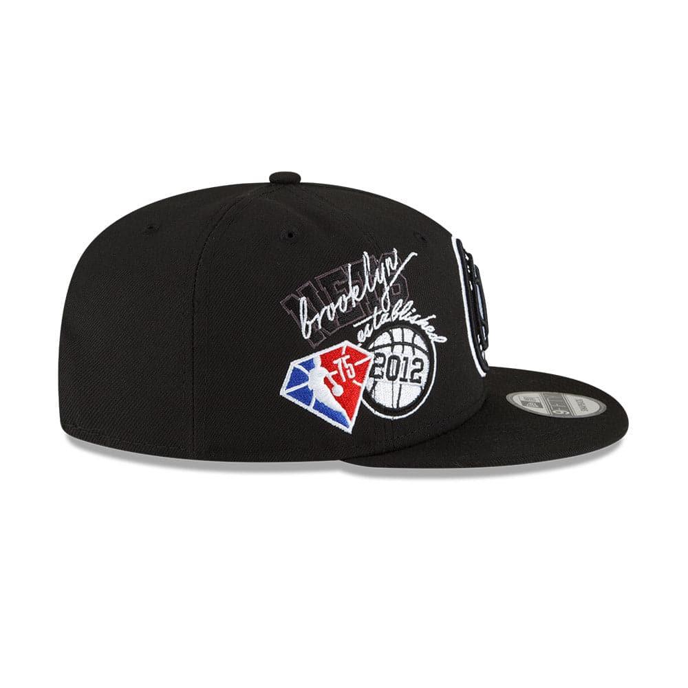 New Era Caps Youths Youths Brooklyn Nets New Era NBA 21-22 Back Half 9FIFTY Snapback Hat - Black