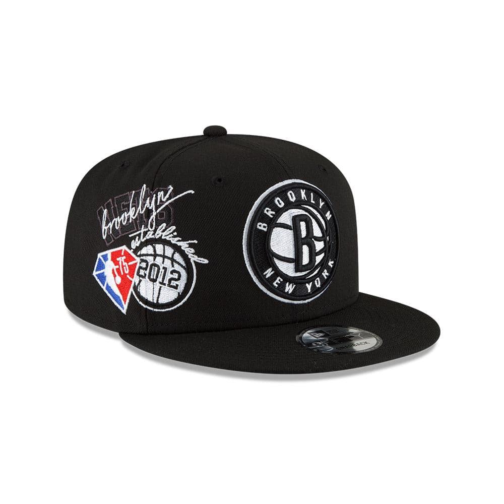 New Era Caps Youths Youths Brooklyn Nets New Era NBA 21-22 Back Half 9FIFTY Snapback Hat - Black