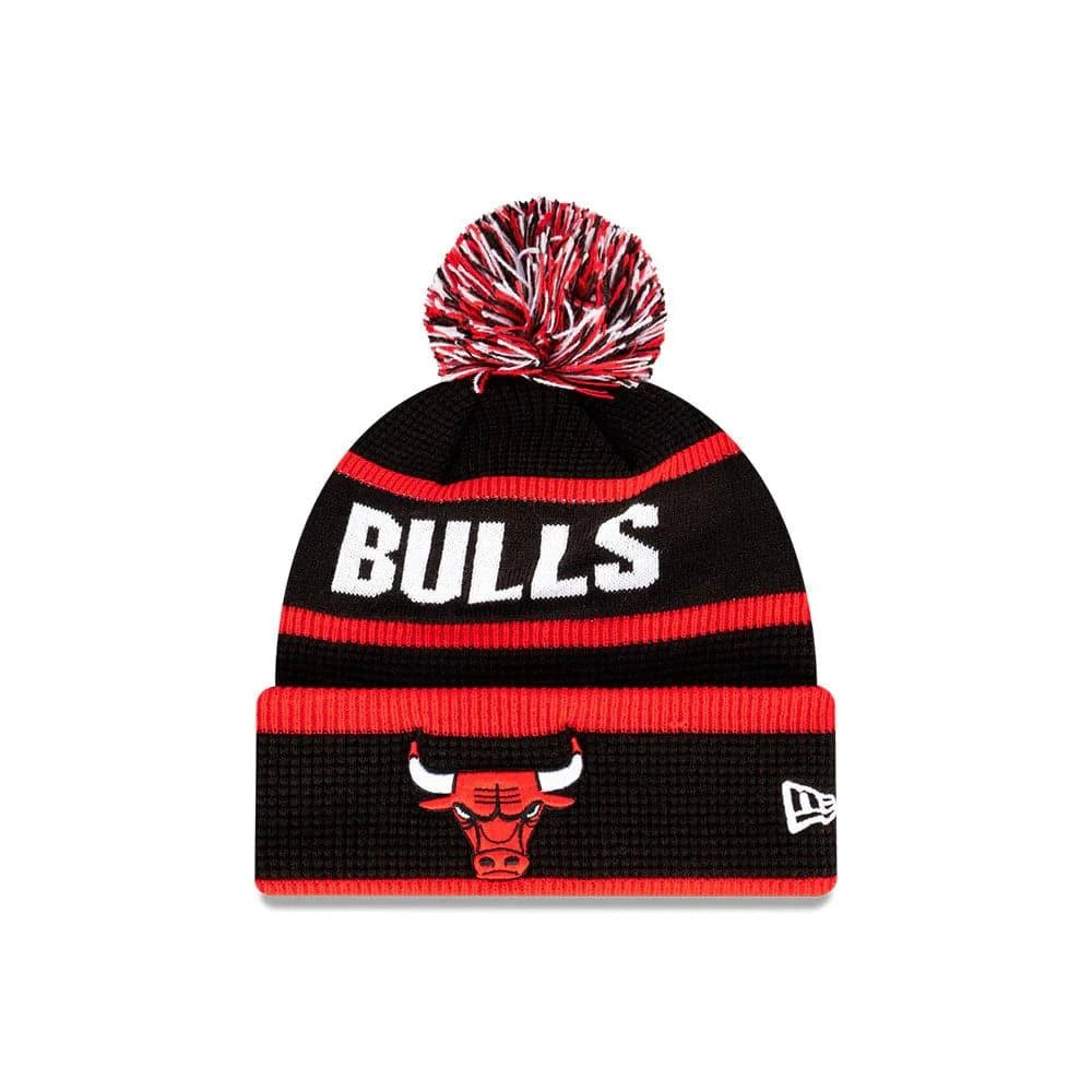 New Era Beanies Youths Youths Chicago Bulls New Era NBA Wordmark Waffle Knit Beanie - Black