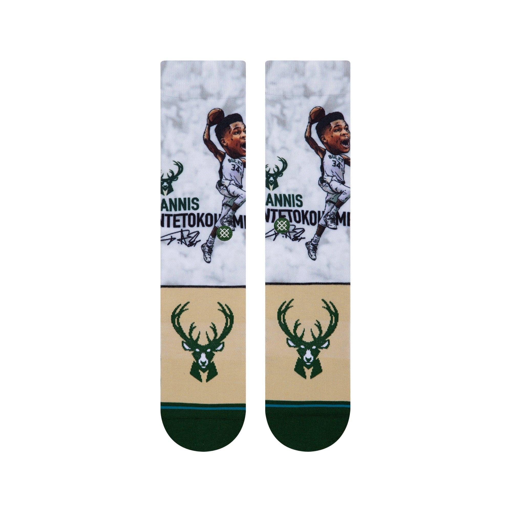 Stance Socks Youths Giannis Antetokounmpo Milwaukee Bucks Stance NBA Big Head Crew Socks