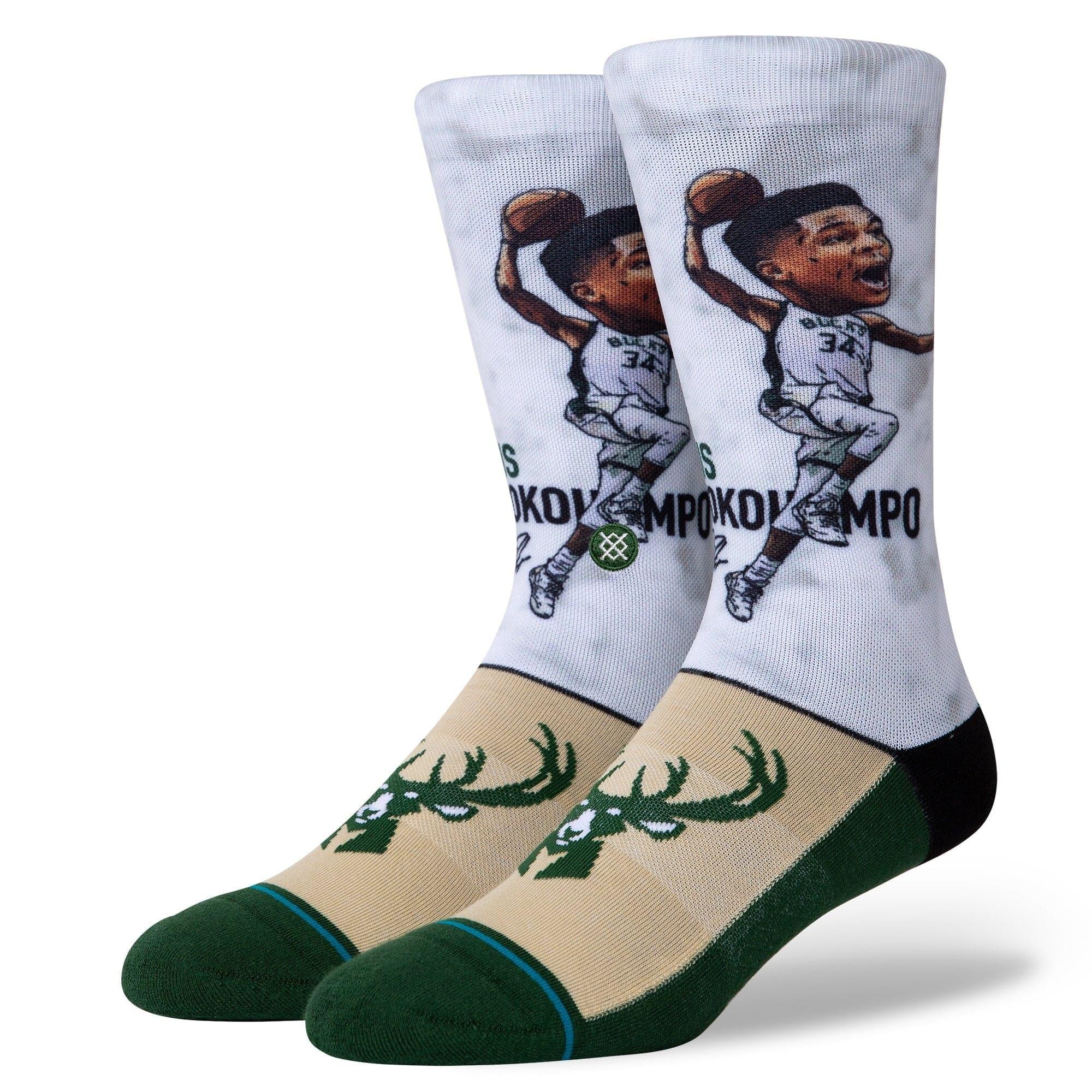 Stance Socks Youths Giannis Antetokounmpo Milwaukee Bucks Stance NBA Big Head Crew Socks