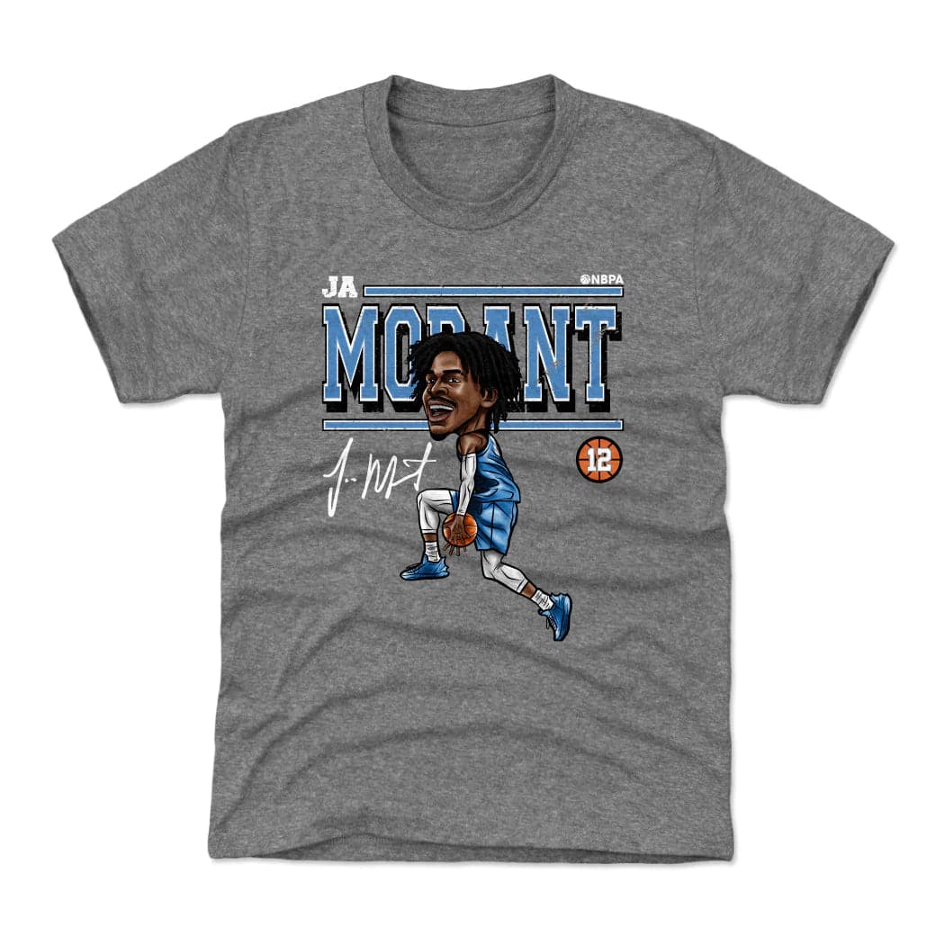 500 Level T-Shirts Youths Ja Morant Memphis Grizzlies 500 Level NBA Cartoon Tri-Blend T-Shirt - Grey