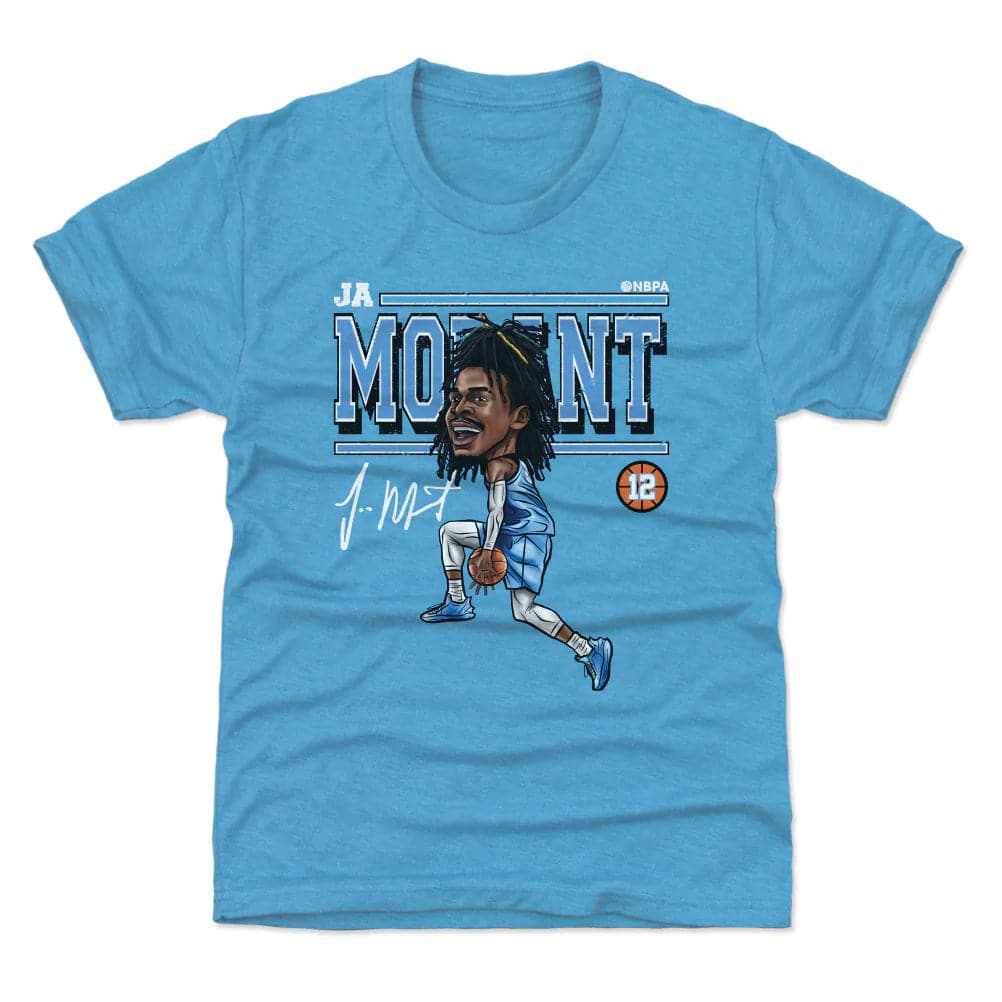 500 Level T-Shirts Youths Ja Morant Memphis Grizzlies 500 Level NBA Cartoon Tri-Blend T-Shirt - Teal