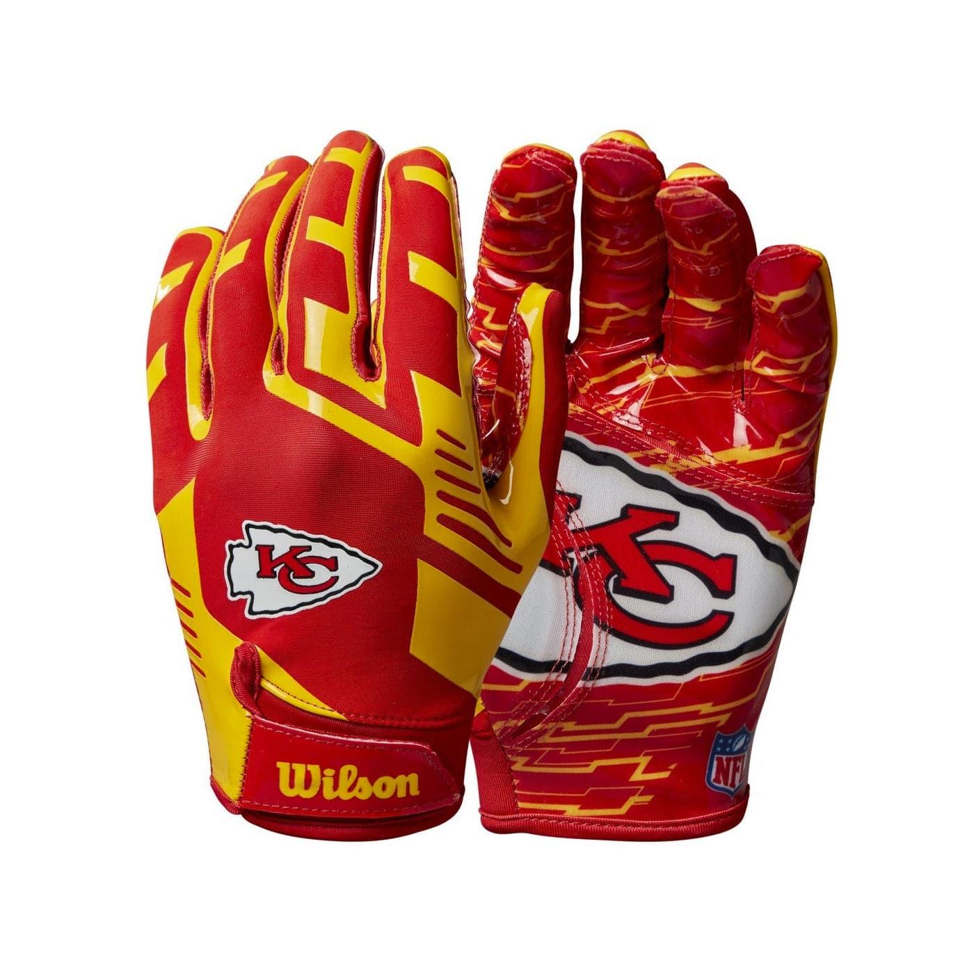 Wilson Sporting Goods Gloves Youths Youths Kansas City Chiefs Wilson NFL Team Stretch Fit Receiver Gloves