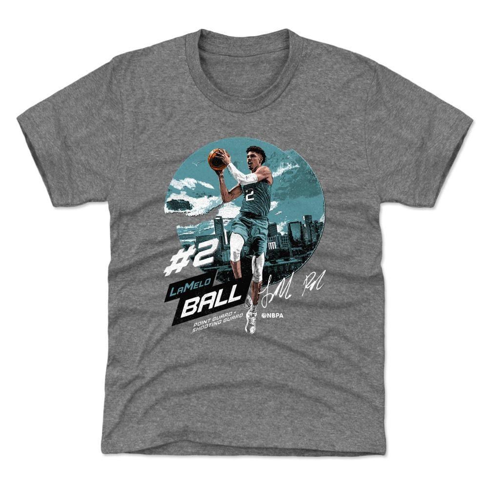500 Level T-Shirts Youths LaMelo Ball Charlotte Hornets 500 Level NBA City Emblem T-Shirt - Gray