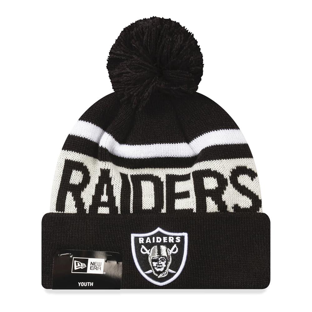New Era Beanies Youths Youths Las Vegas Raiders New Era NFL Team  Stone Stripe Knit Beanie - Black