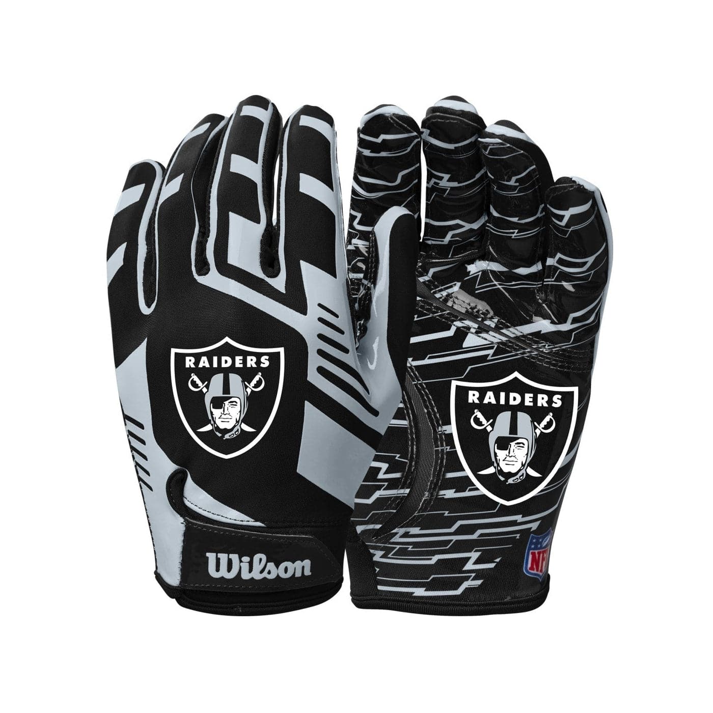Wilson Sporting Goods Gloves Youths Youths Las Vegas Raiders Wilson NFL Team Stretch Fit Receiver Gloves