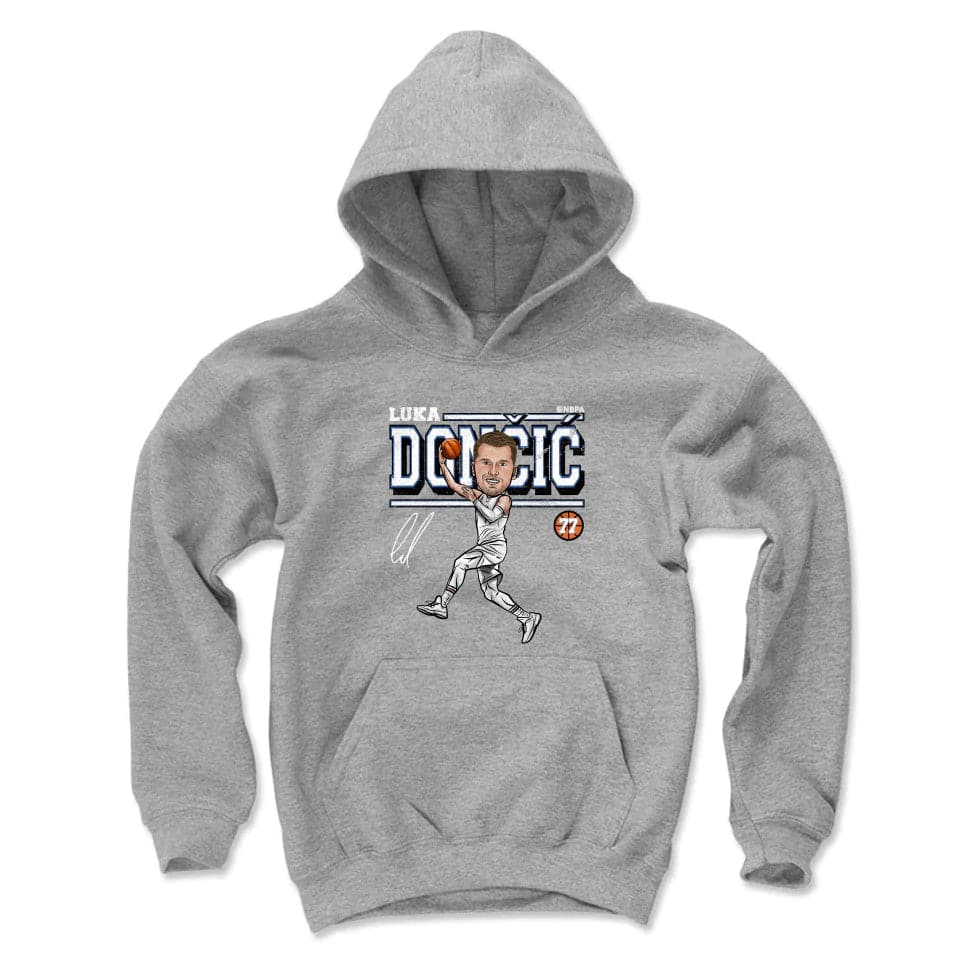 500 Level Jumpers Youths Luka Doncic Dallas Mavericks 500 Level NBA Cartoon Hoodie Jumper - Grey