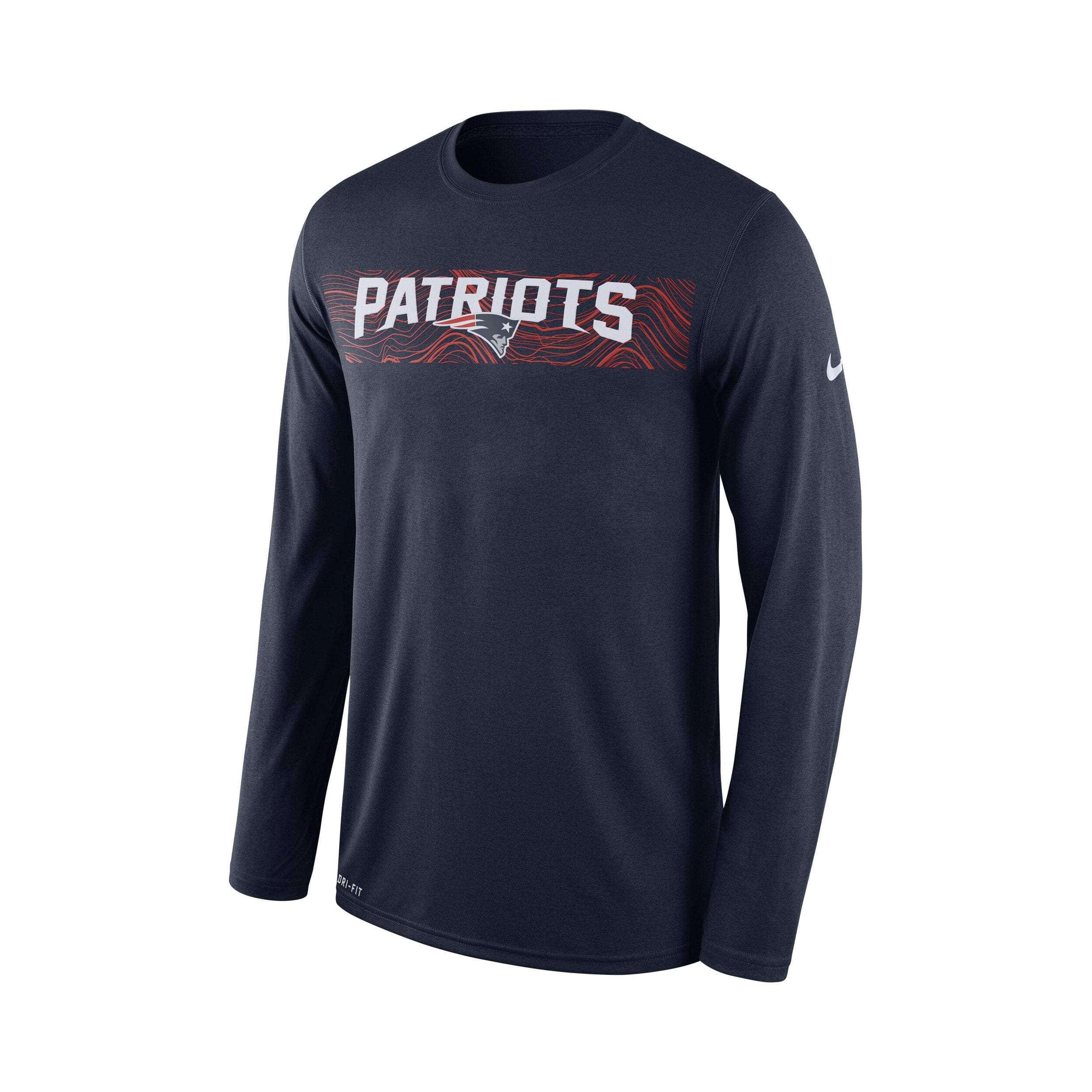 Nike Long Sleeve Tees Youths New England Patriots Nike NFL On-Field Seismic Long Sleeve T-Shirt - Navy
