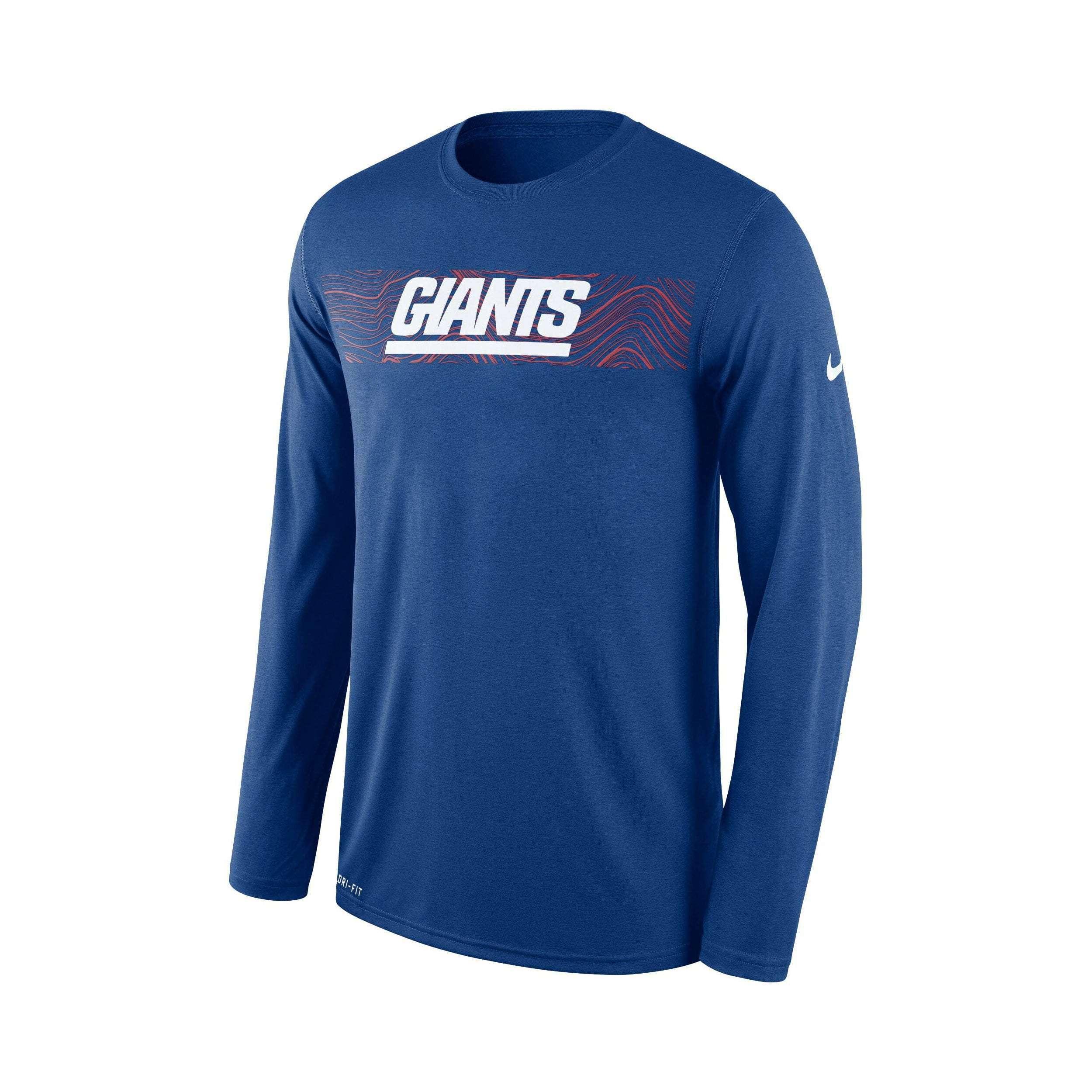 Nike Long Sleeve Tees Youths New York Giants Nike NFL On-Field Seismic Long Sleeve T-Shirt - Blue