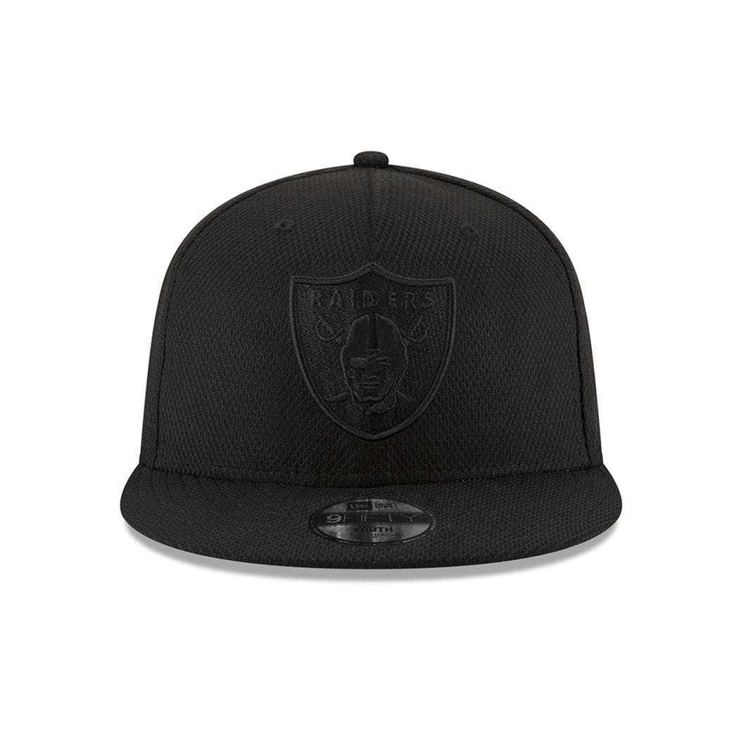 New Era Caps Youths Adjustable Youths Oakland Raiders New Era NFL Black On Black Diamond Era 9FIFTY Snapback Hat