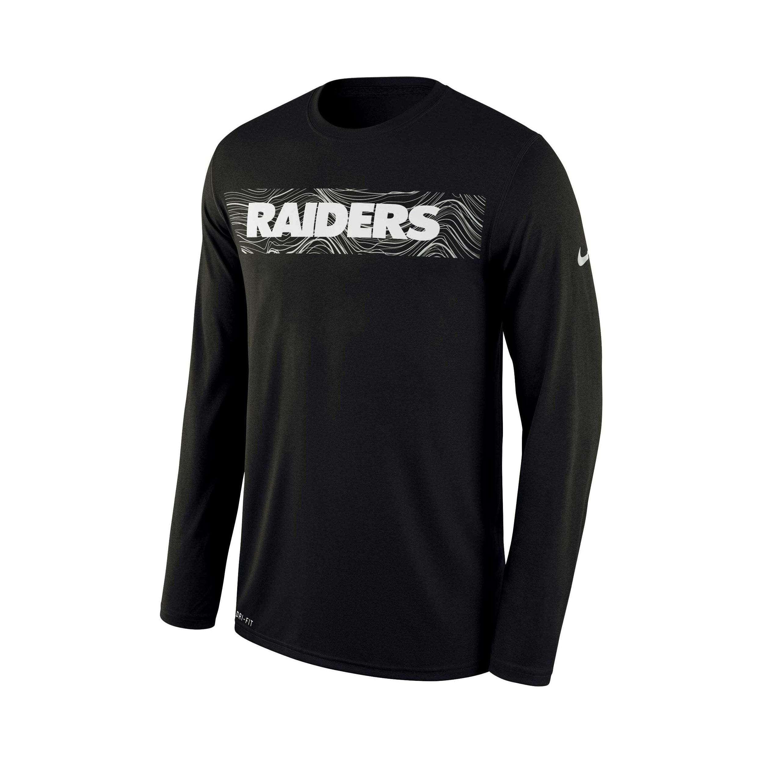Nike Long Sleeve Tees Youths Oakland Raiders Nike NFL On-Field Seismic Long Sleeve T-Shirt - Black