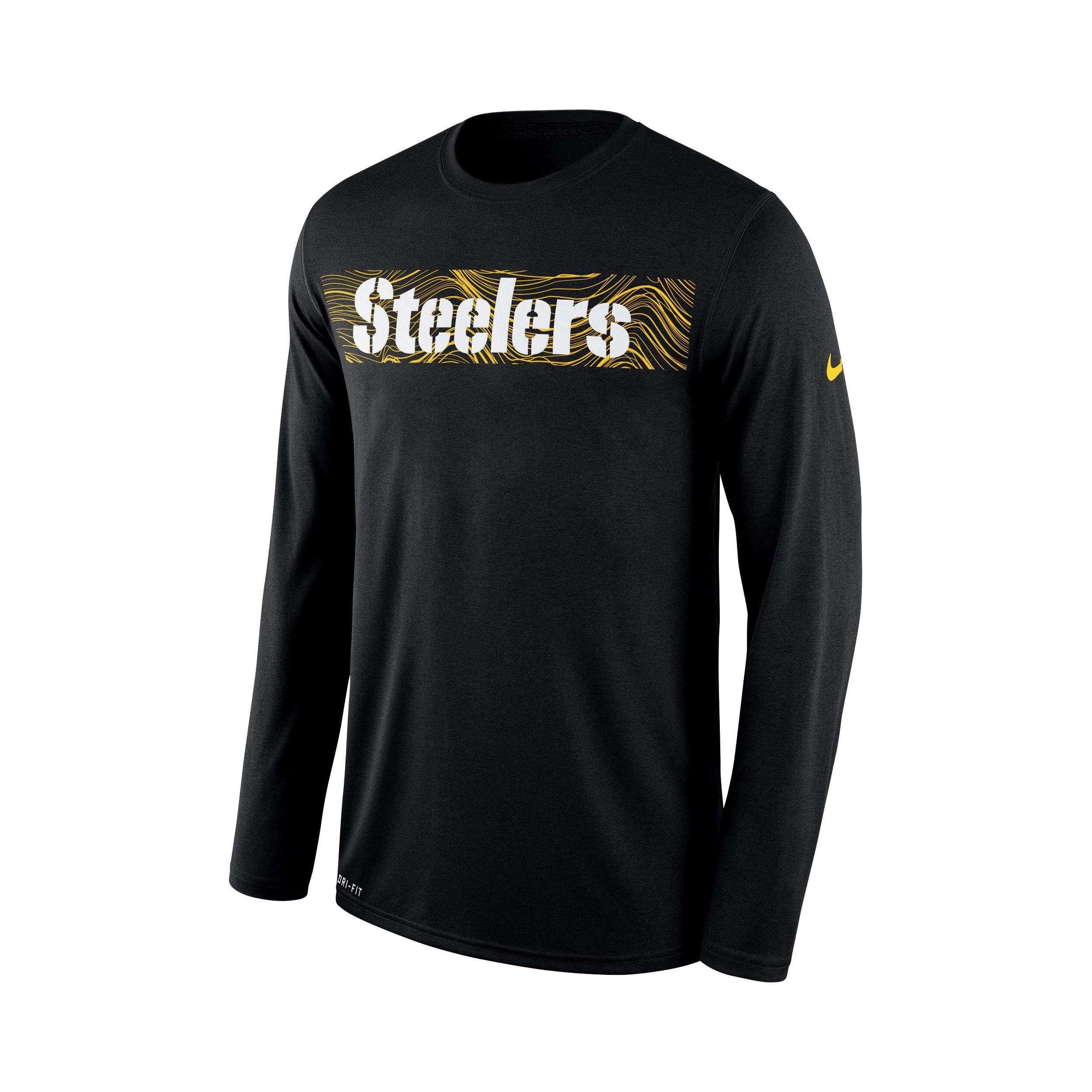 Nike Long Sleeve Tees Youths Pittsburgh Steelers Nike NFL On-Field Seismic Long Sleeve T-Shirt - Black
