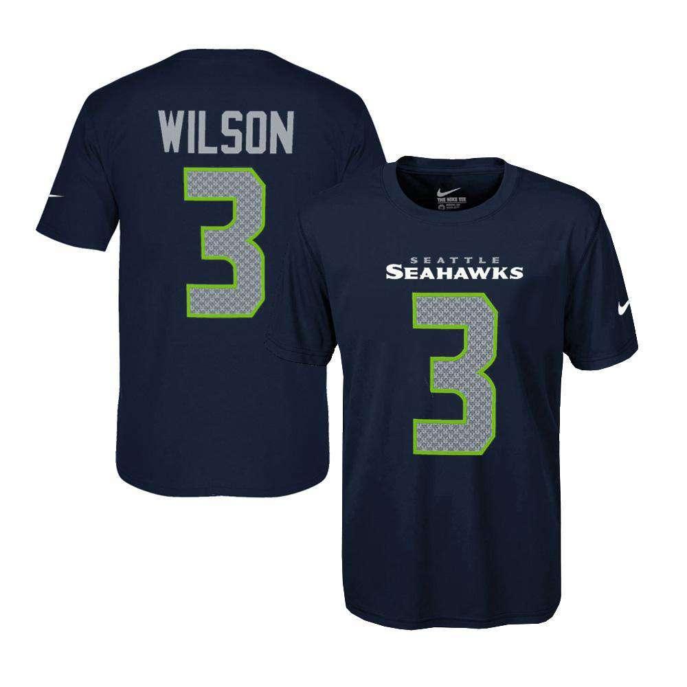 Nike T-Shirts Youths Russell Wilson Seattle Seahawks Nike NFL Player T-Shirt - Navy