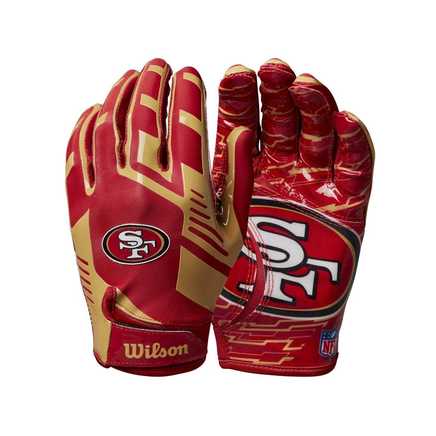 Wilson Sporting Goods Gloves Youths Youths San Francisco 49ers Wilson NFL Team Stretch Fit Receiver Gloves