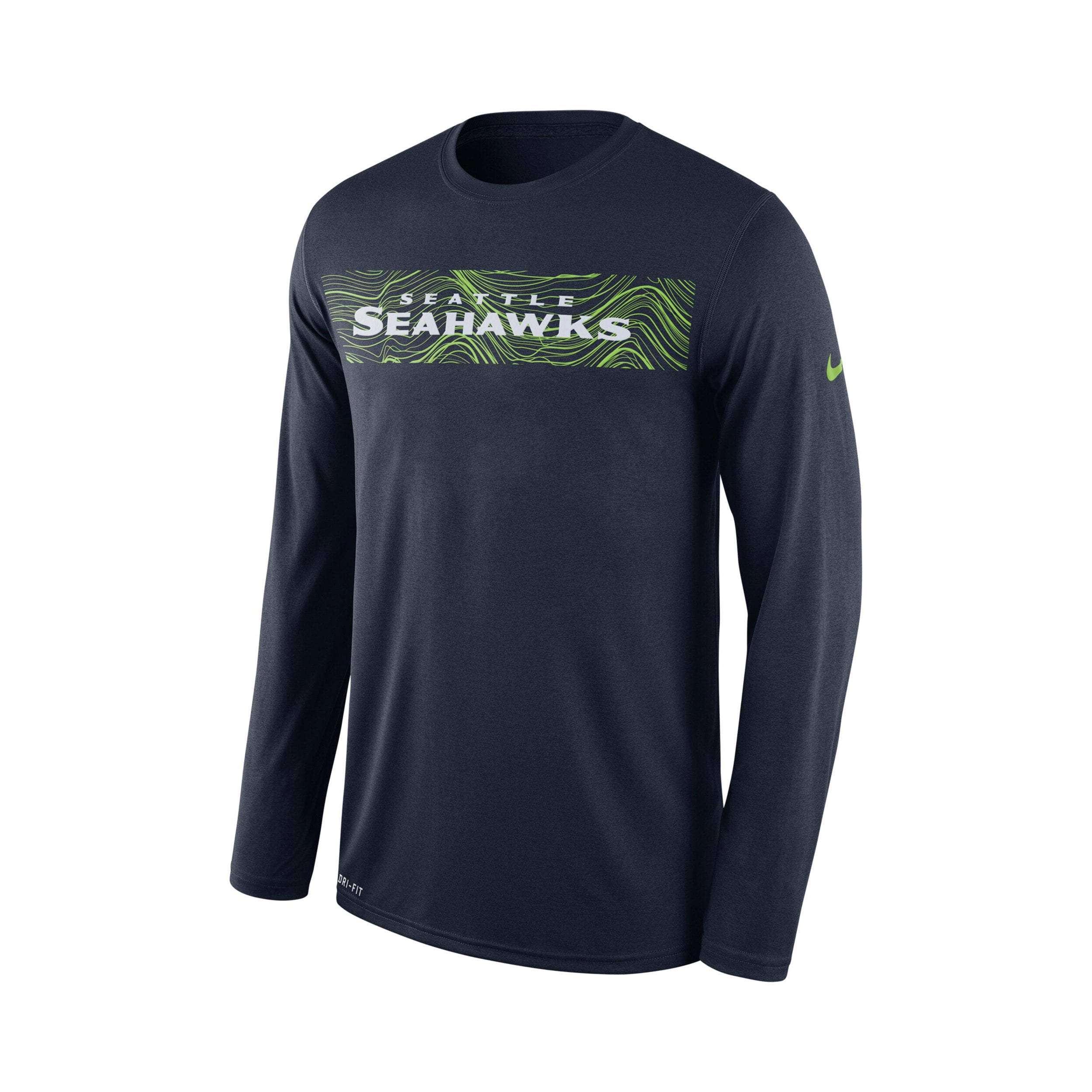 Nike Long Sleeve Tees Youths Seattle Seahawks Nike NFL On-Field Seismic Long Sleeve T-Shirt - Navy
