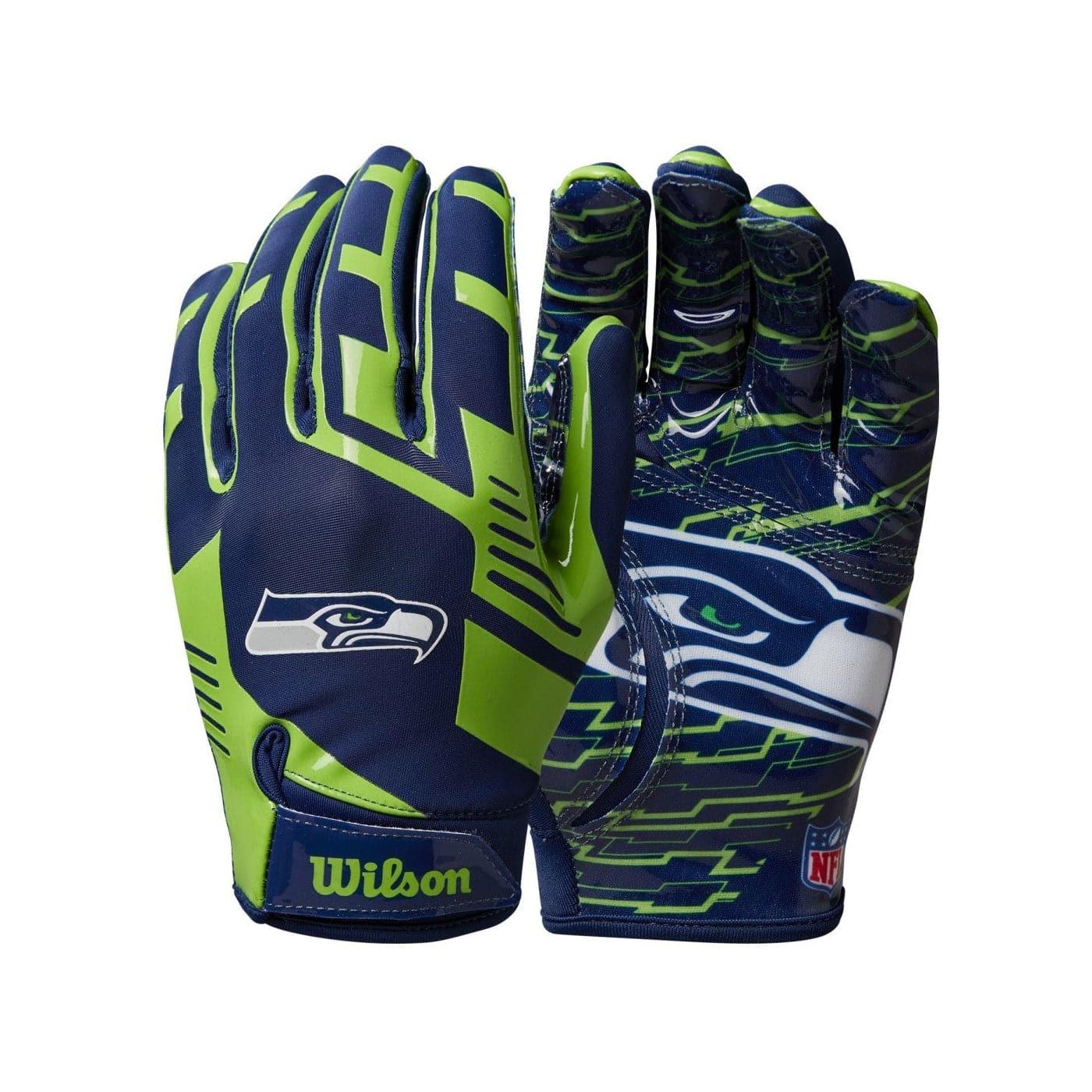 Wilson Sporting Goods Gloves Youths Youths Seattle Seahawks Wilson NFL Team Stretch Fit Receiver Gloves