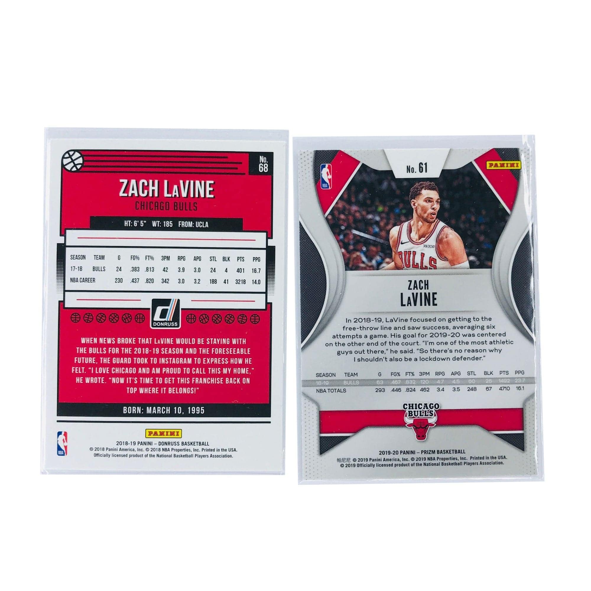 Panini Cards Zach Lavine Chicago Bulls Panini NBA 2 Card Base Set
