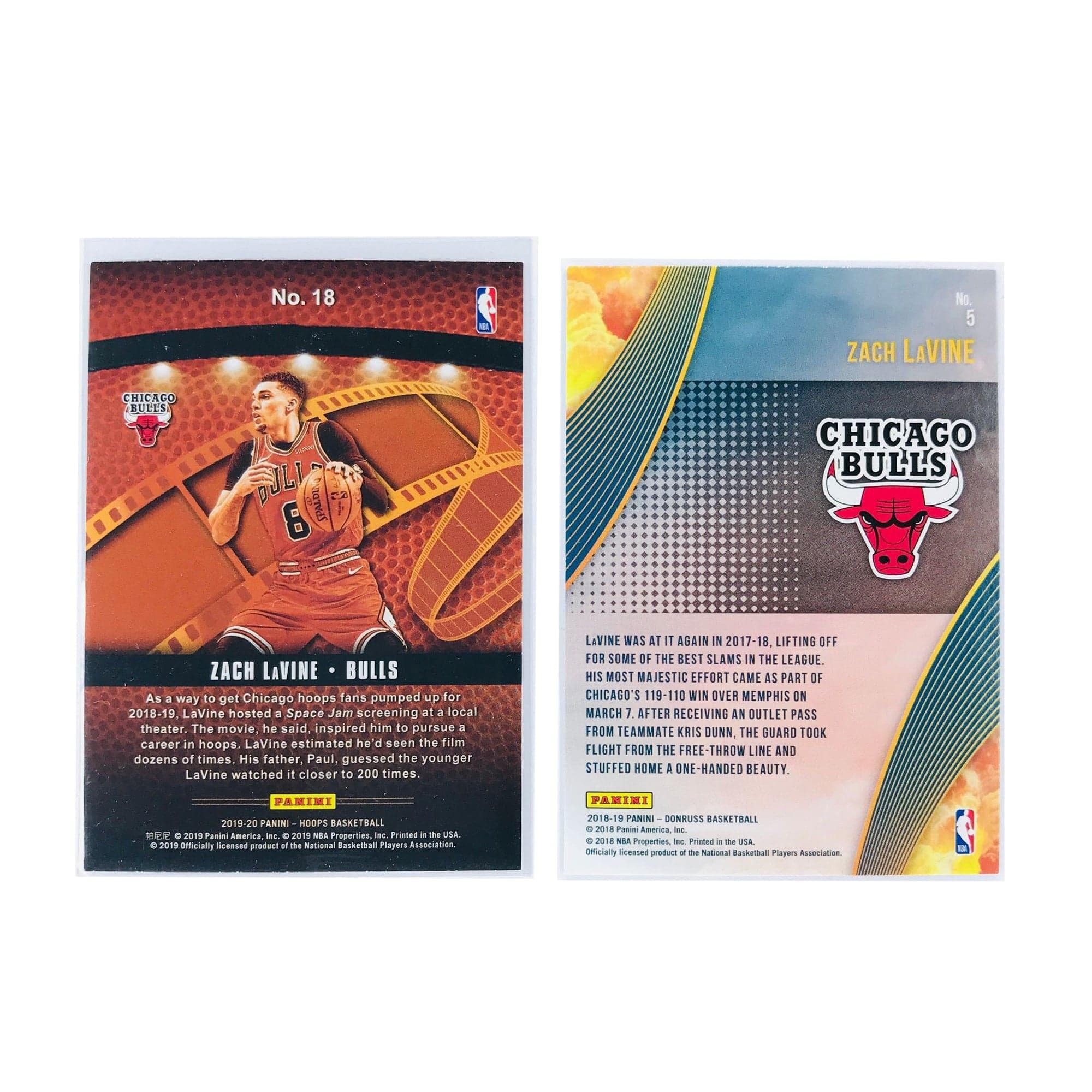 Panini Cards Zach Lavine Chicago Bulls Panini NBA 2 Card Insert Set