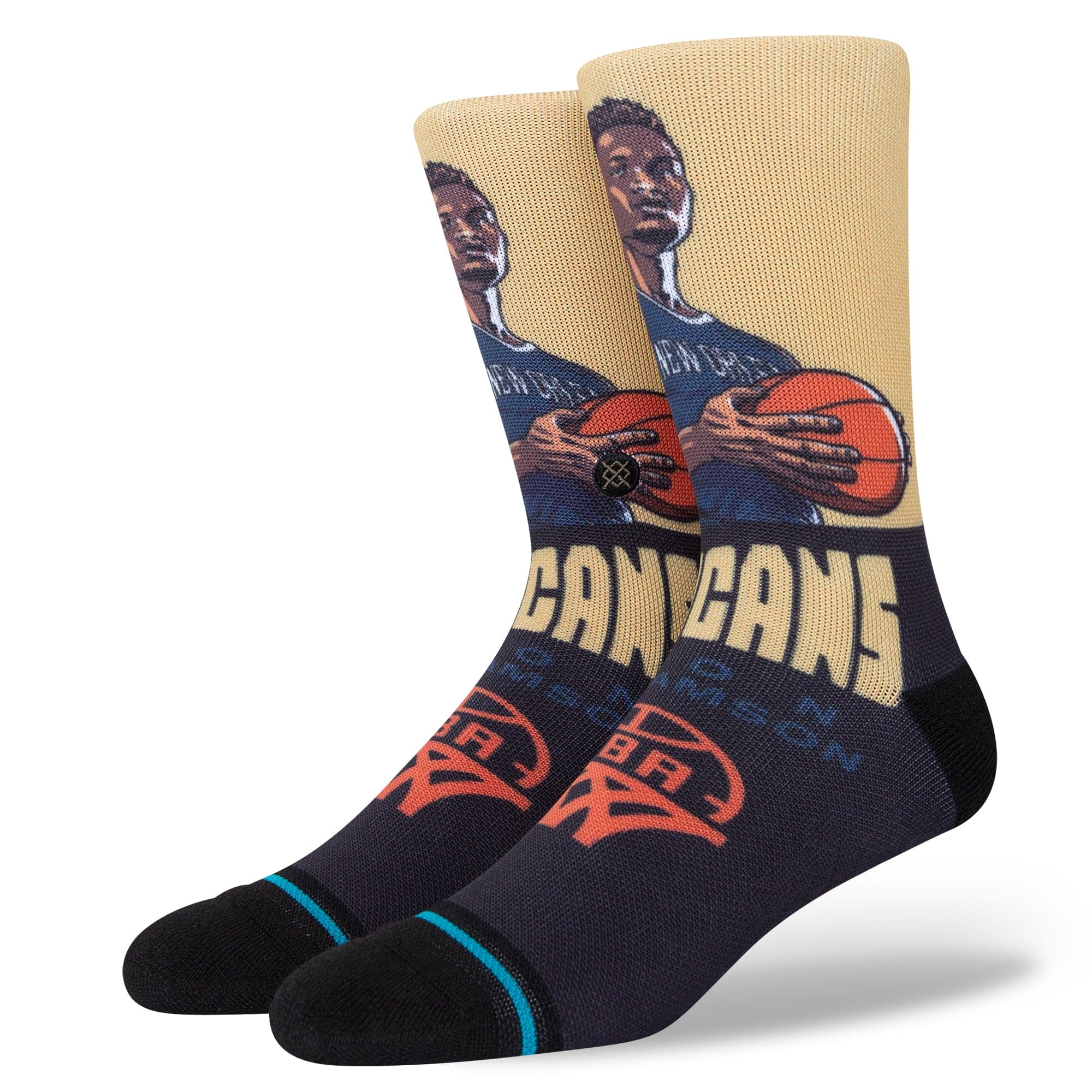 Stance Socks Large (9-12 US) Zion Williamson New Orleans Pelicans Stance NBA Graded Crew Socks - Brown